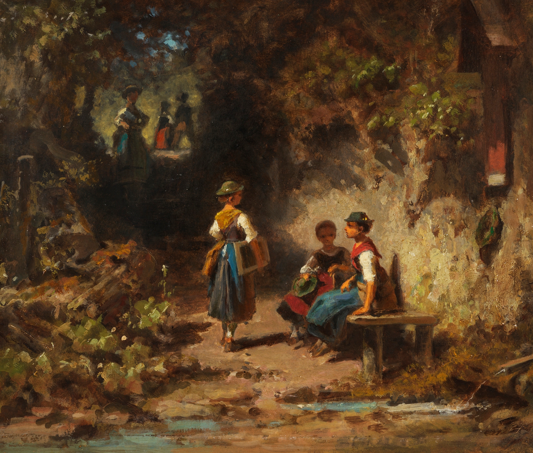 Schulmädchen im Walde, by Carl Spitzweg, public domain
