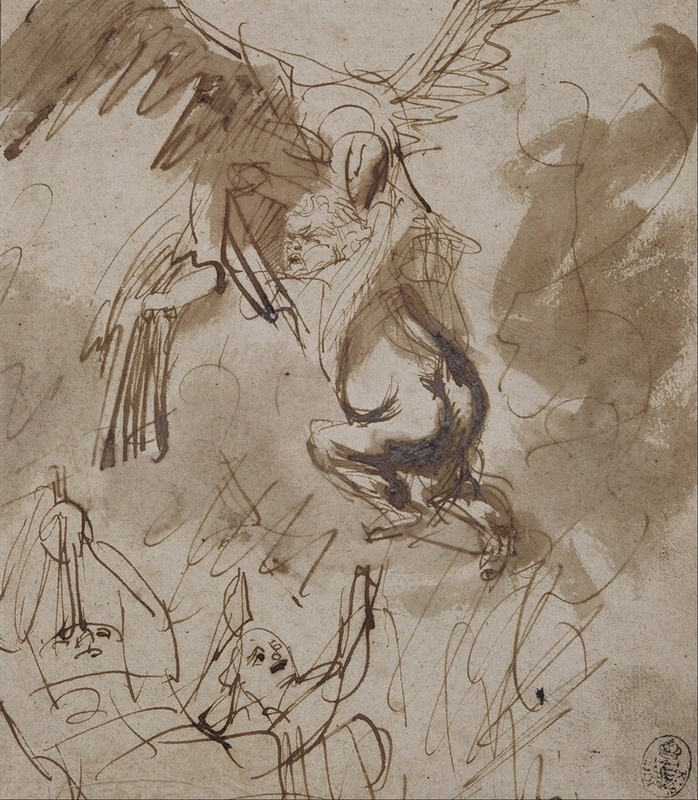 Rembrandt's 'Study for The Abduction of Ganymede' captures a moment from Greek mythology.