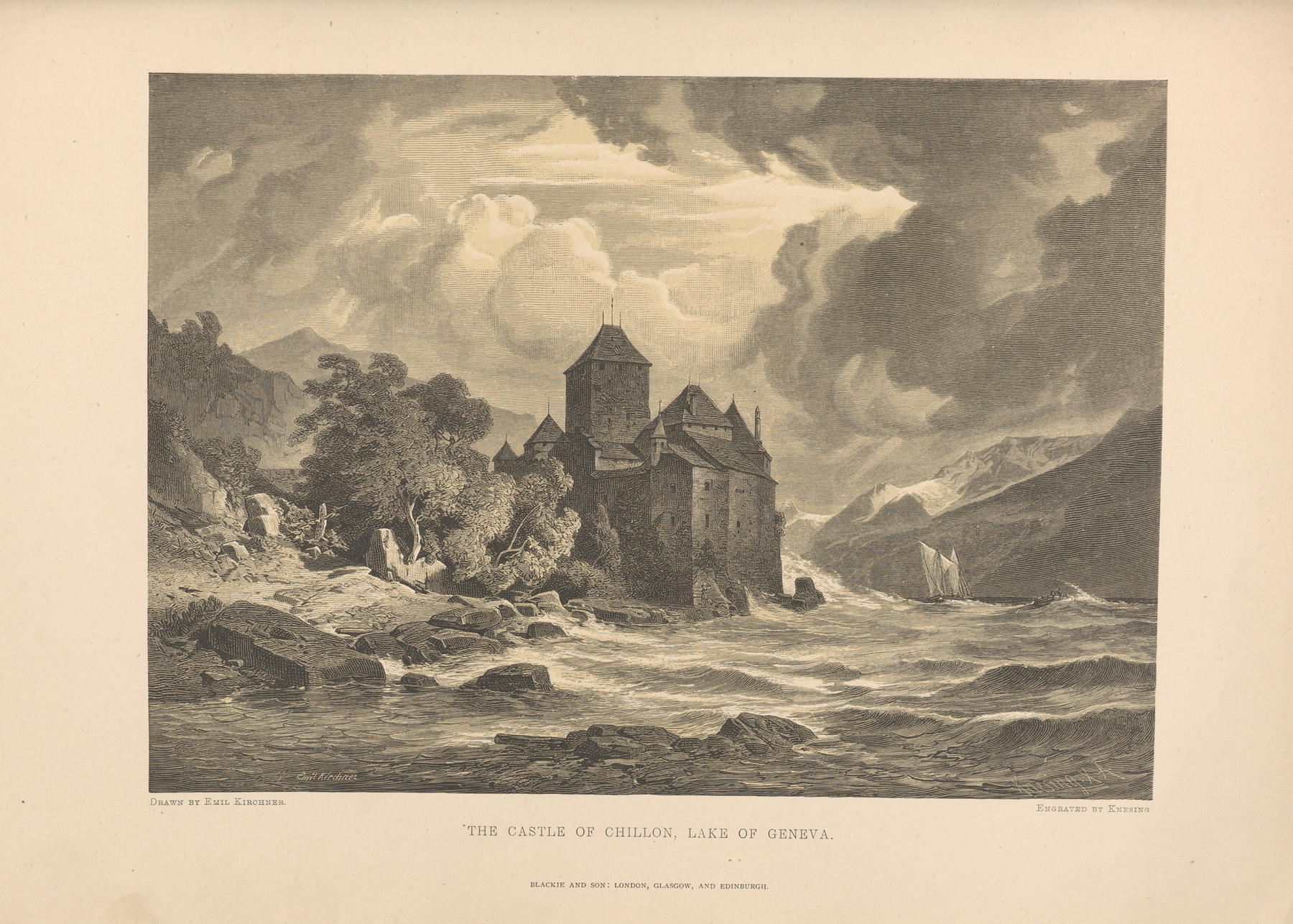 E.‎ ‎Kirchner – The‎ ‎Castle‎ ‎of‎ ‎Chilion,‎ ‎Lake‎ ‎of‎ ‎Geneva, by Theodor Gsell Fels, public domain