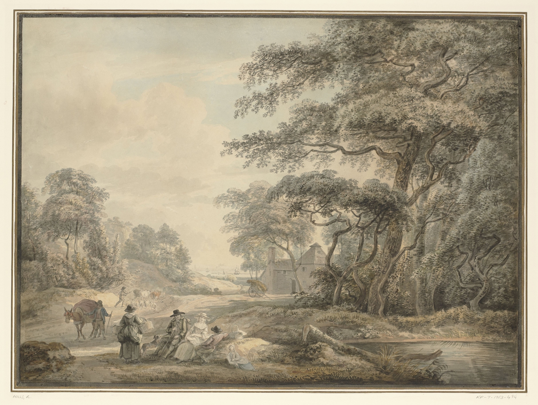 Travellers Halted in a Wooded Landscape, oil painting by Paul Sandby