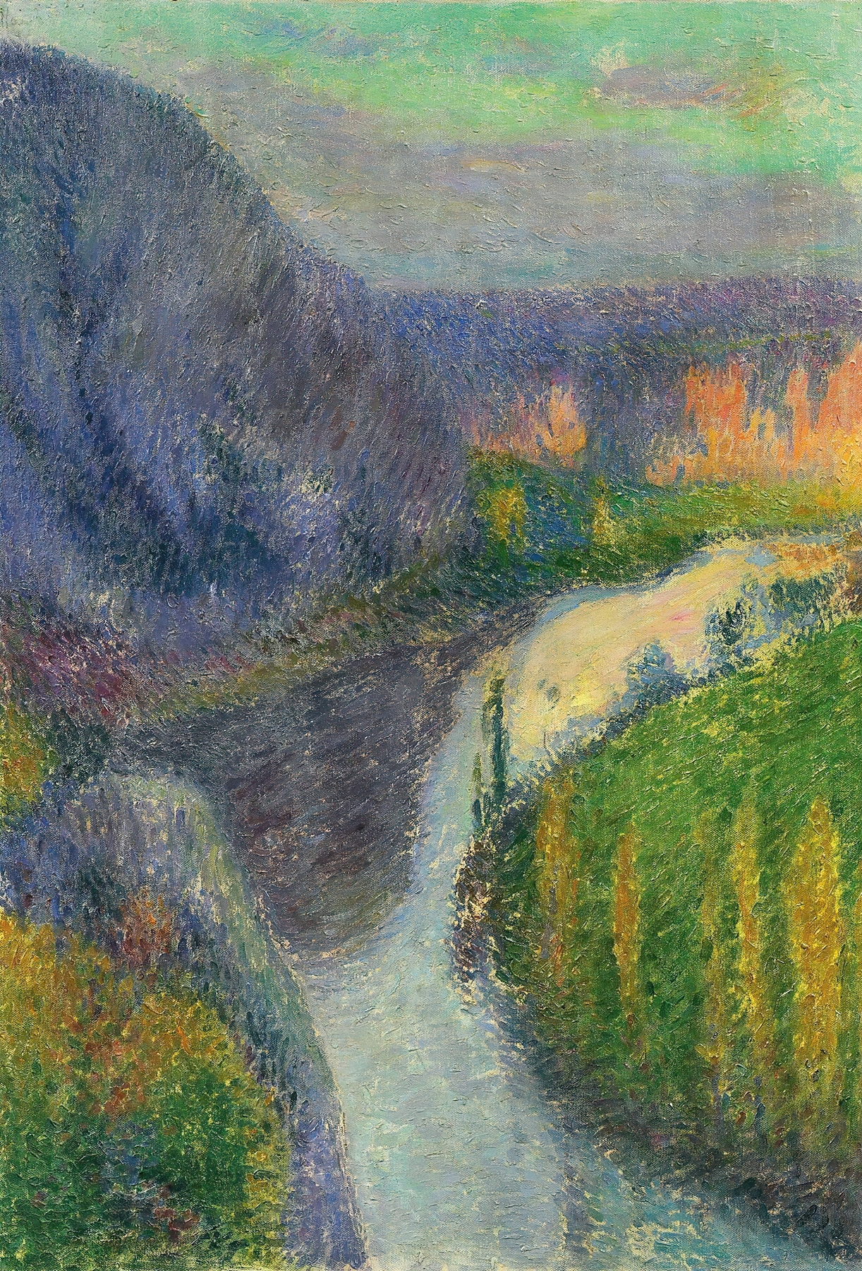 Landscape with hills and the Lot River, oil on canvas by Henri Martin