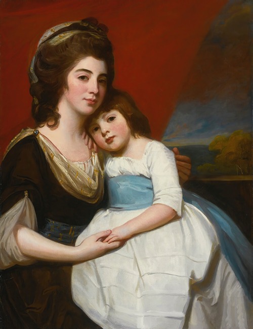Portrait of Lady Georgiana Smyth and her son by George Romney.