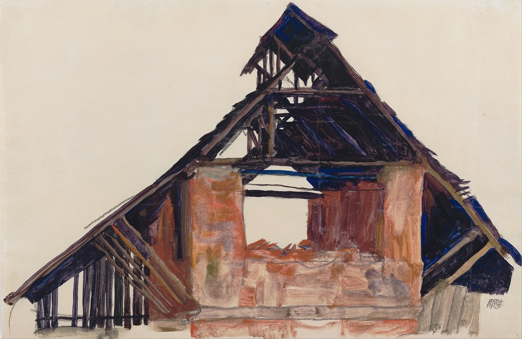 Old Gable, by Egon Schiele, public domain