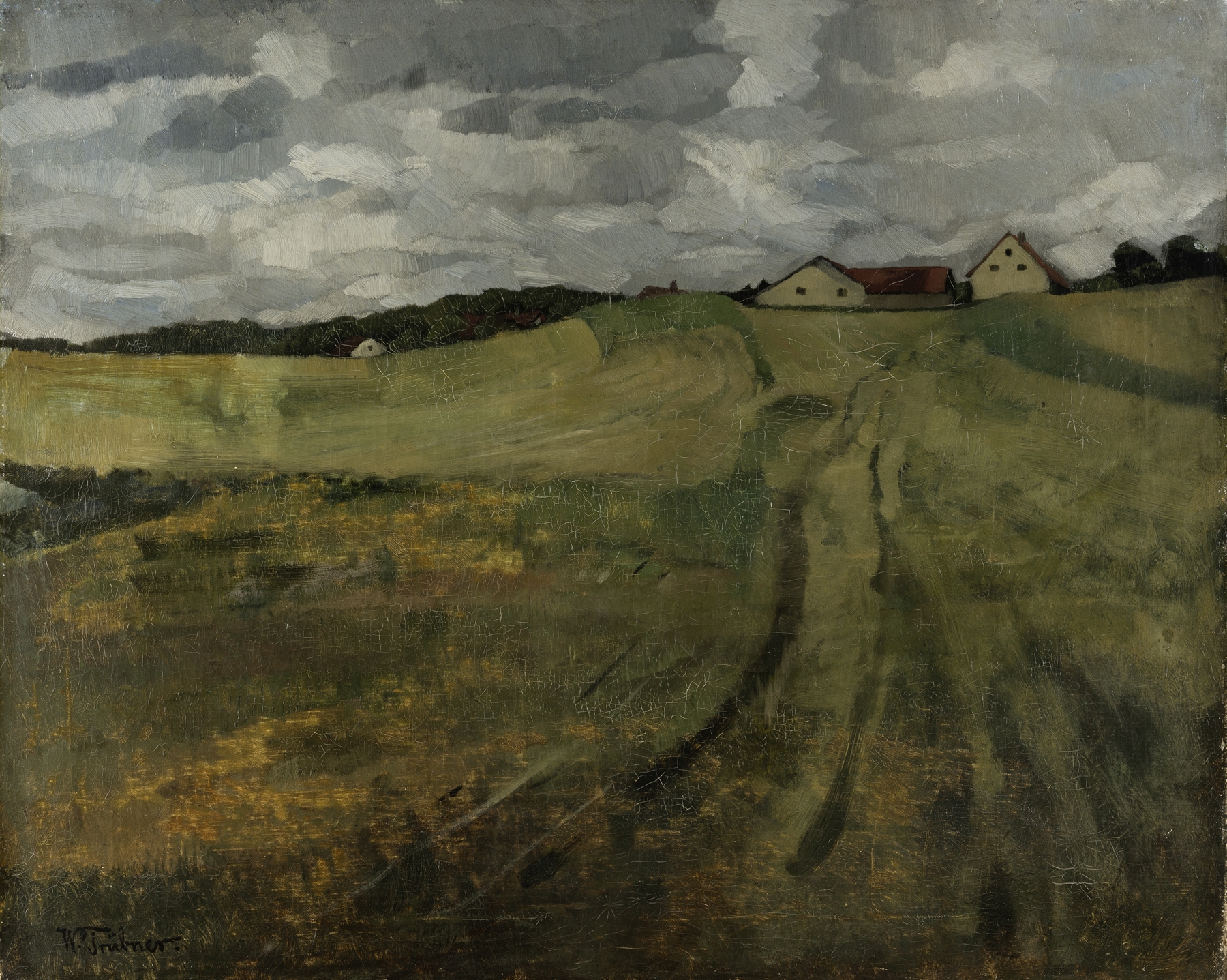 Stubble Field with Ascending Path near Wessling, by Wilhelm Trübner, public domain