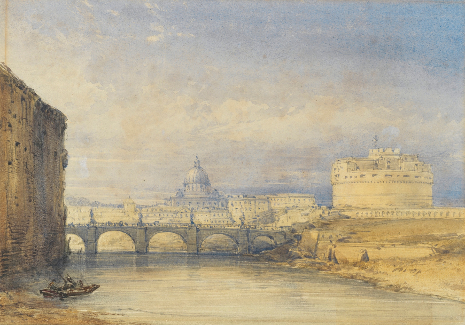 Castel Sant’Angelo, Rome, by William Callow, public domain
