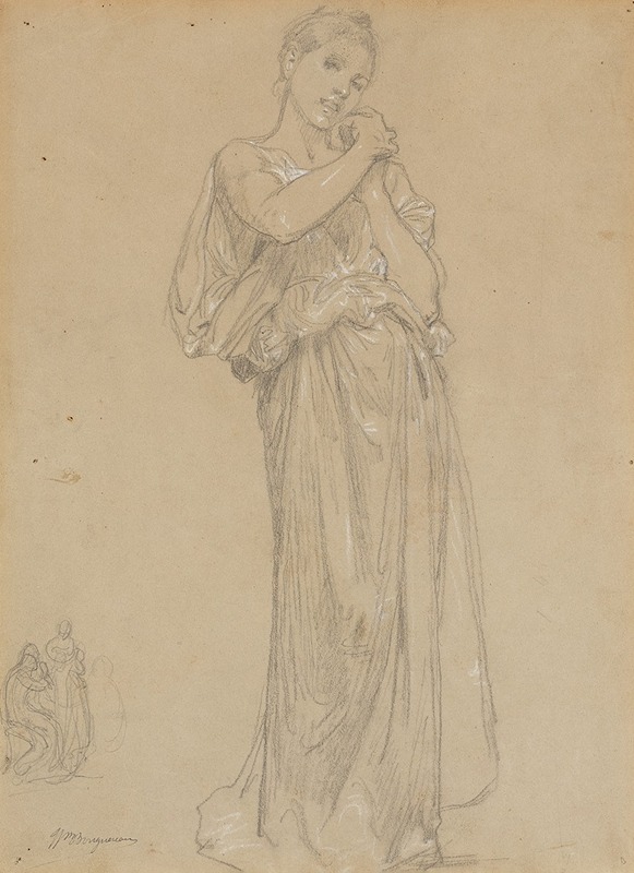 Jeune fille drapée et un groupe de figures, étude pour ‘Premiers bijoux’ by William Bouguereau