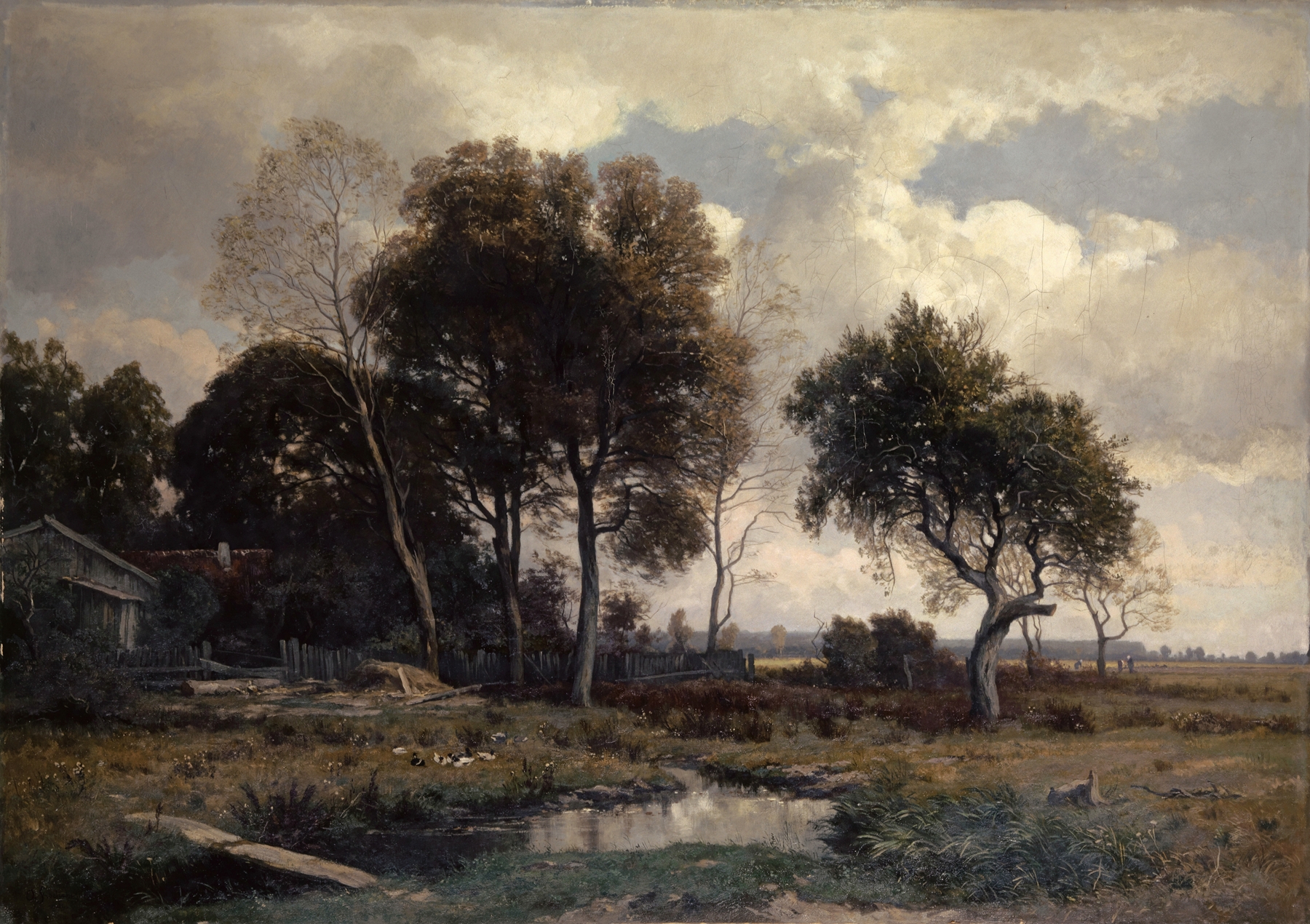 Autumn landscape with trees and water by Otto Frölicher, impressionism