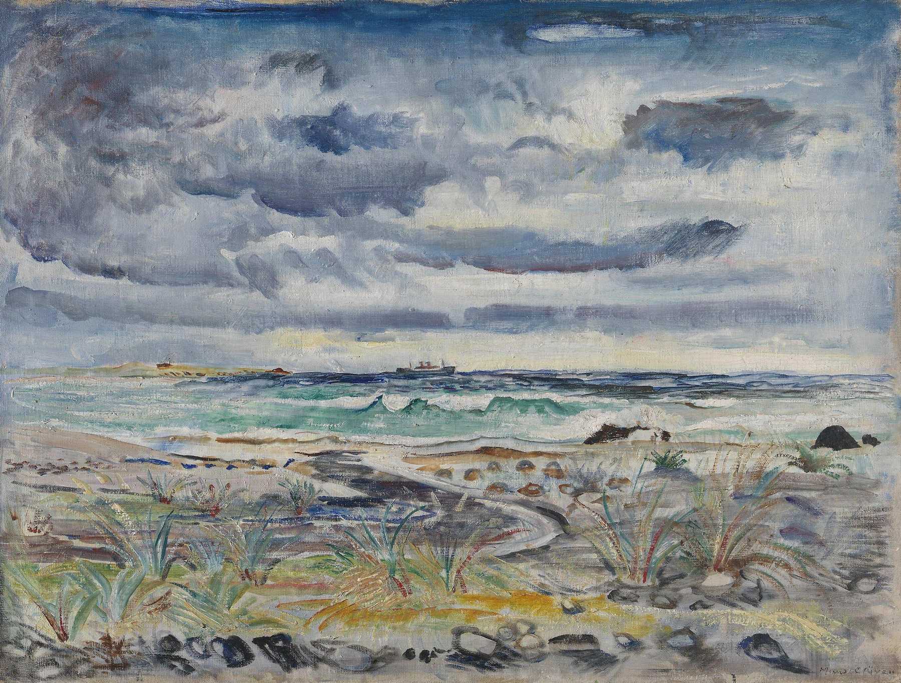 Landscape of Jæren fields by Bernt Julius Muus Clüver, oil painting