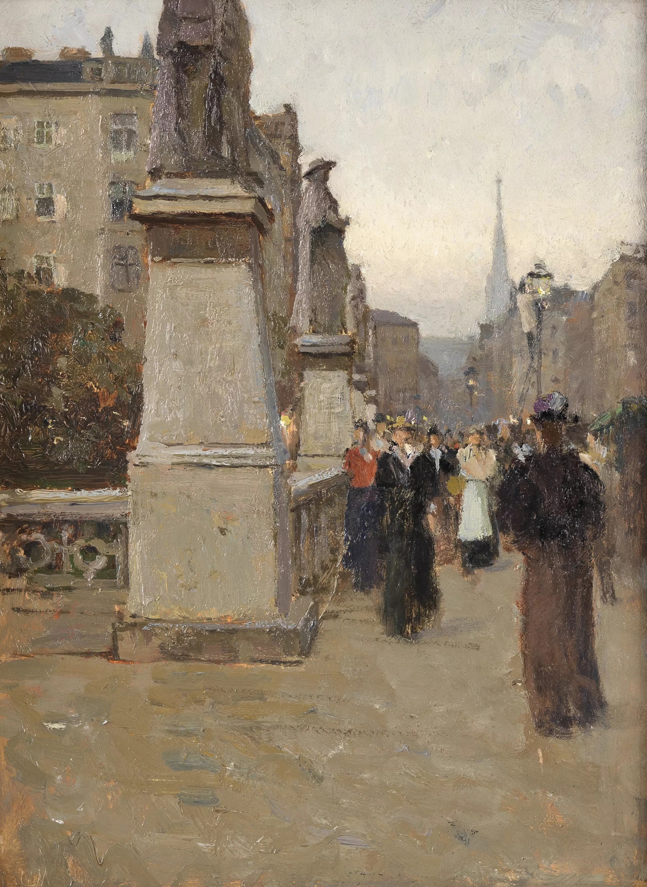 Blick vom rechten Brückenkopf der Elisabethbrücke gegen die Kärntnerstrasse, by Carl Moll, public domain
