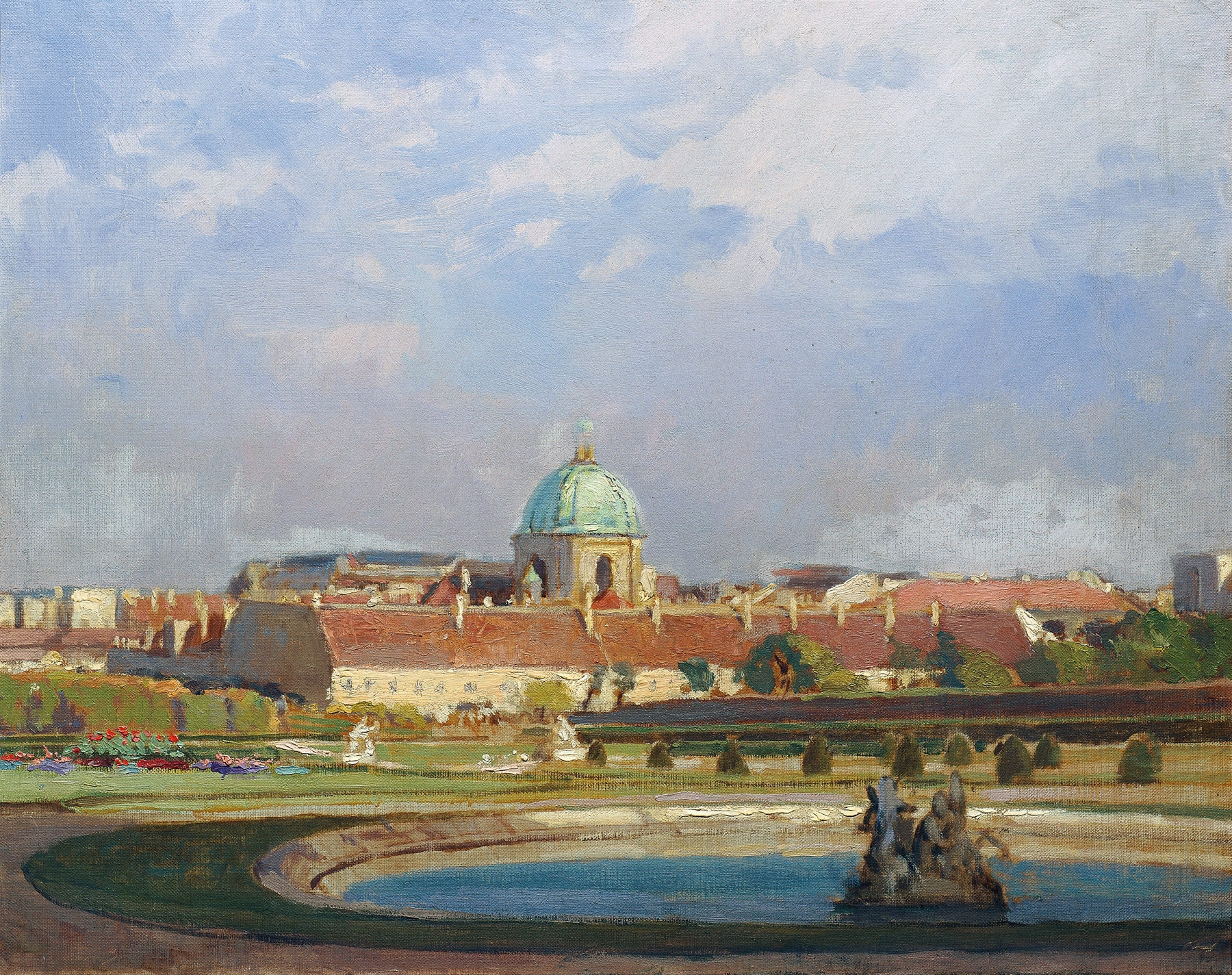 Blick auf die Salesianerkirche, by Anton Hans Karlinsky, public domain