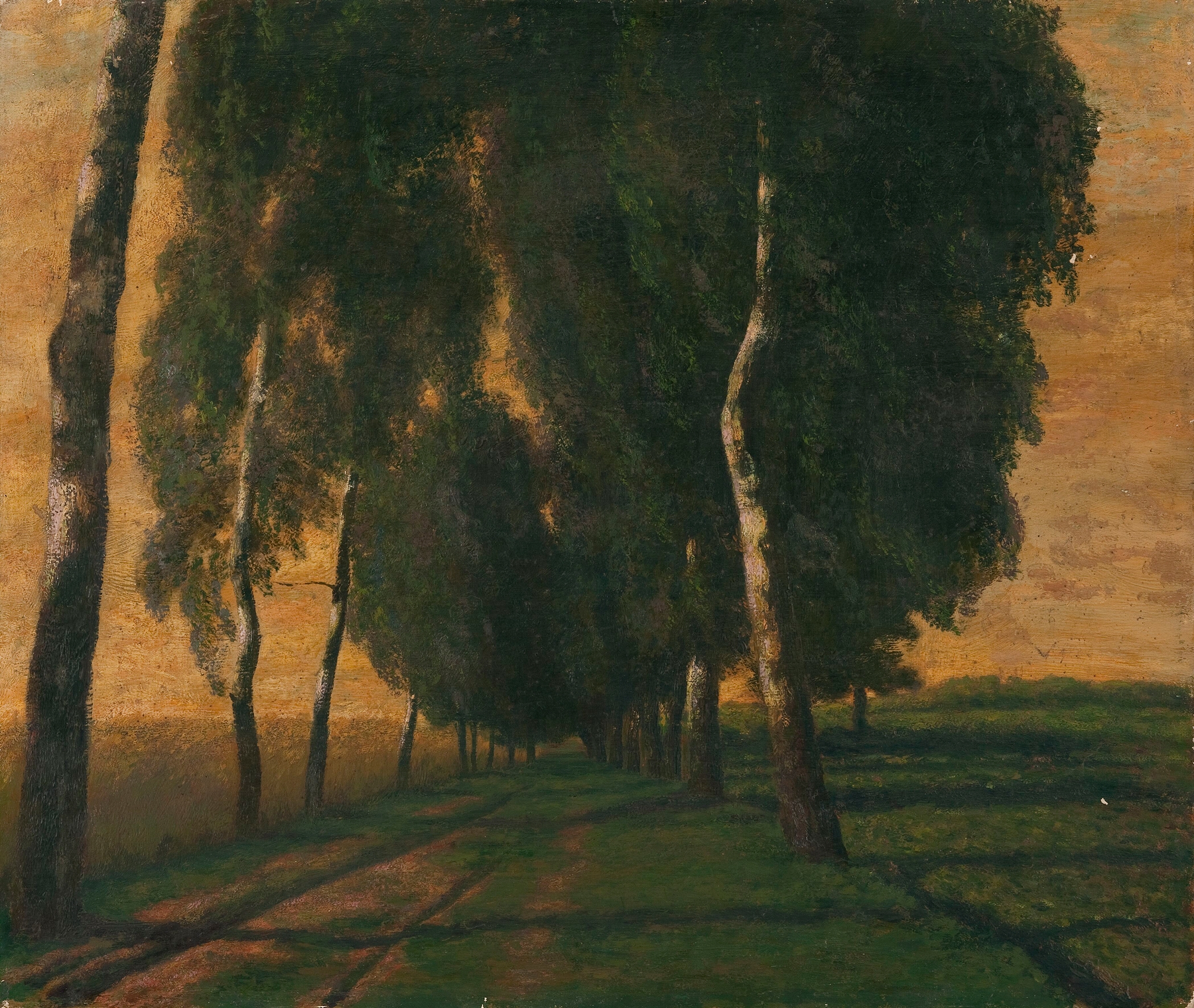 Landscape with a field road, oil on canvas by Felicjan Szczęsny Kowarski