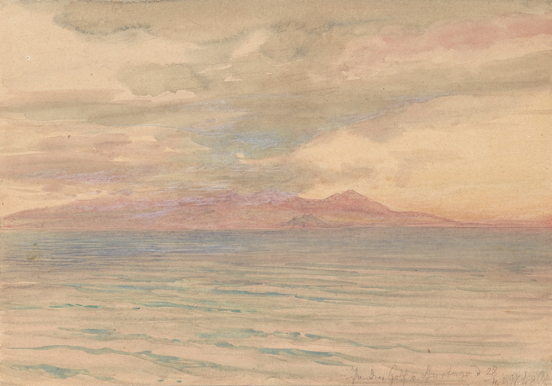 Sonnenuntergang im Golf von Karthago by Josef Hoffmann, oil painting depicting a sunset over water
