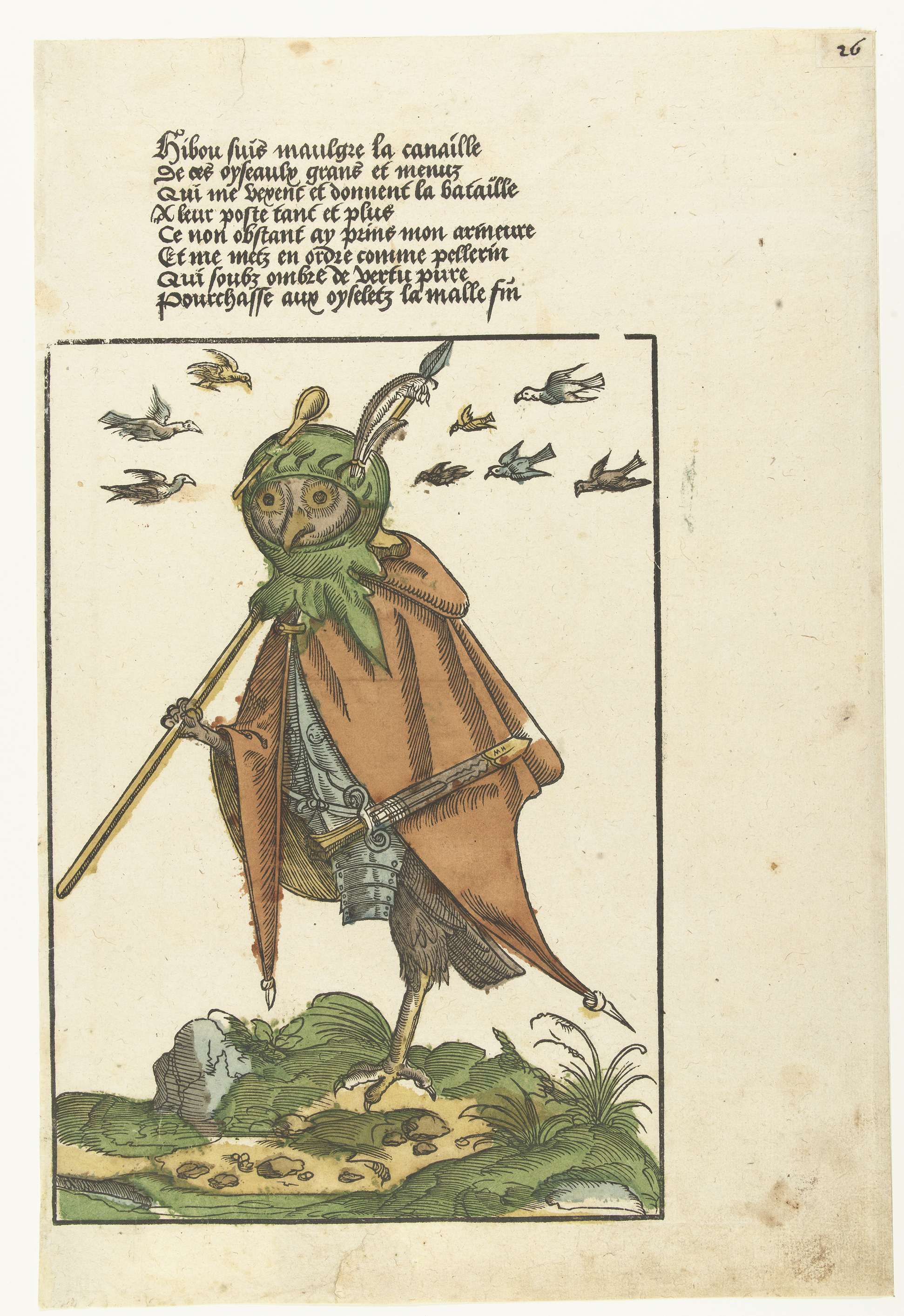 Engraving by Monogrammist MH depicting a soldier in ornate garments