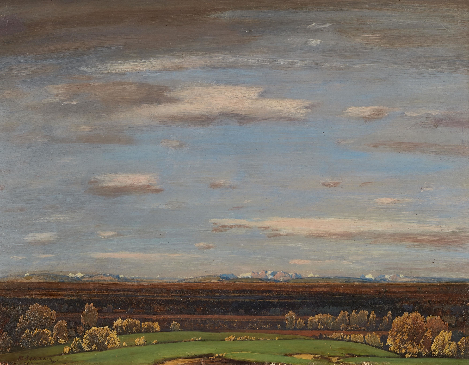 Voralpenlandschaft by Toni von Stadler, depicting a serene landscape in an unknown medium.