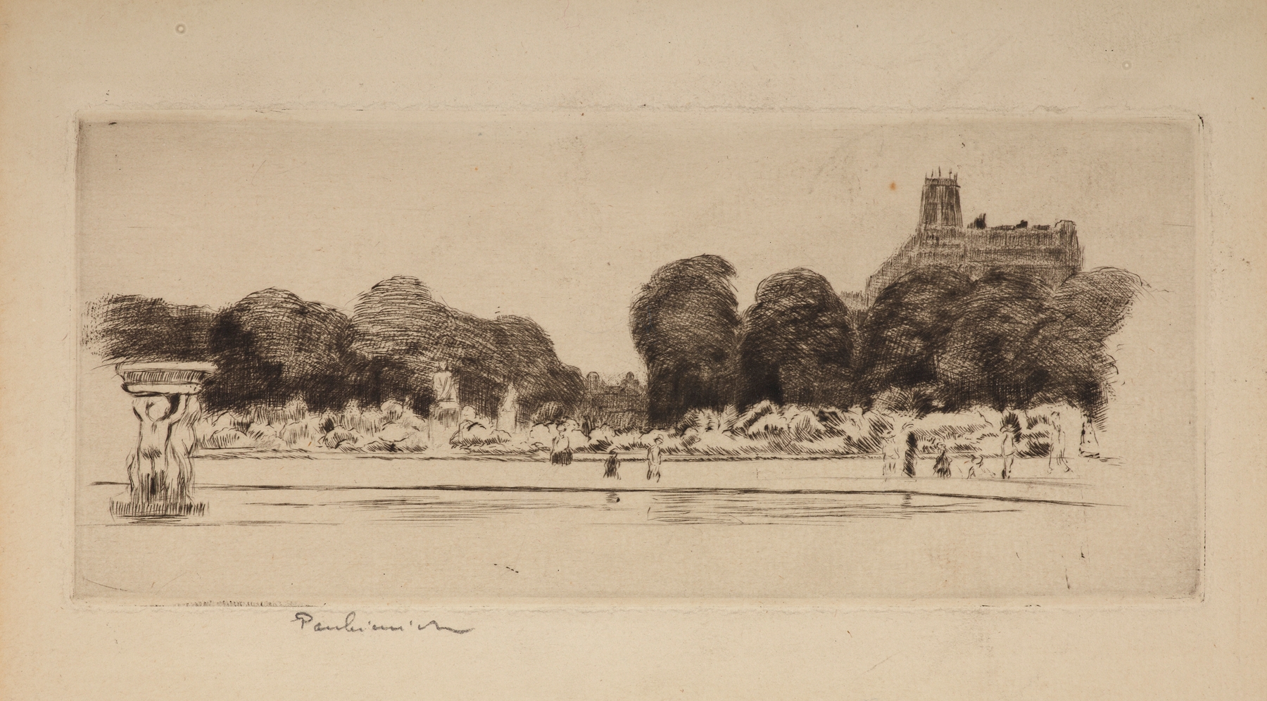 Fragment from the Jardin du Luxembourgin Paris, by Józef Pankiewicz, public domain