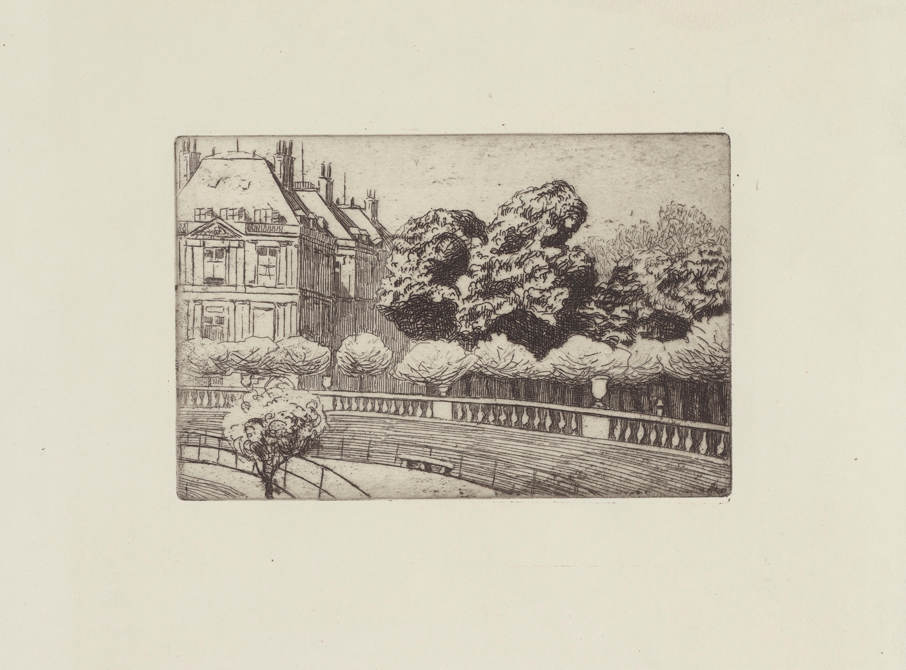 Le Sénat vu du Luxembourg by Félix Vallotton, oil painting depicting elegant architecture