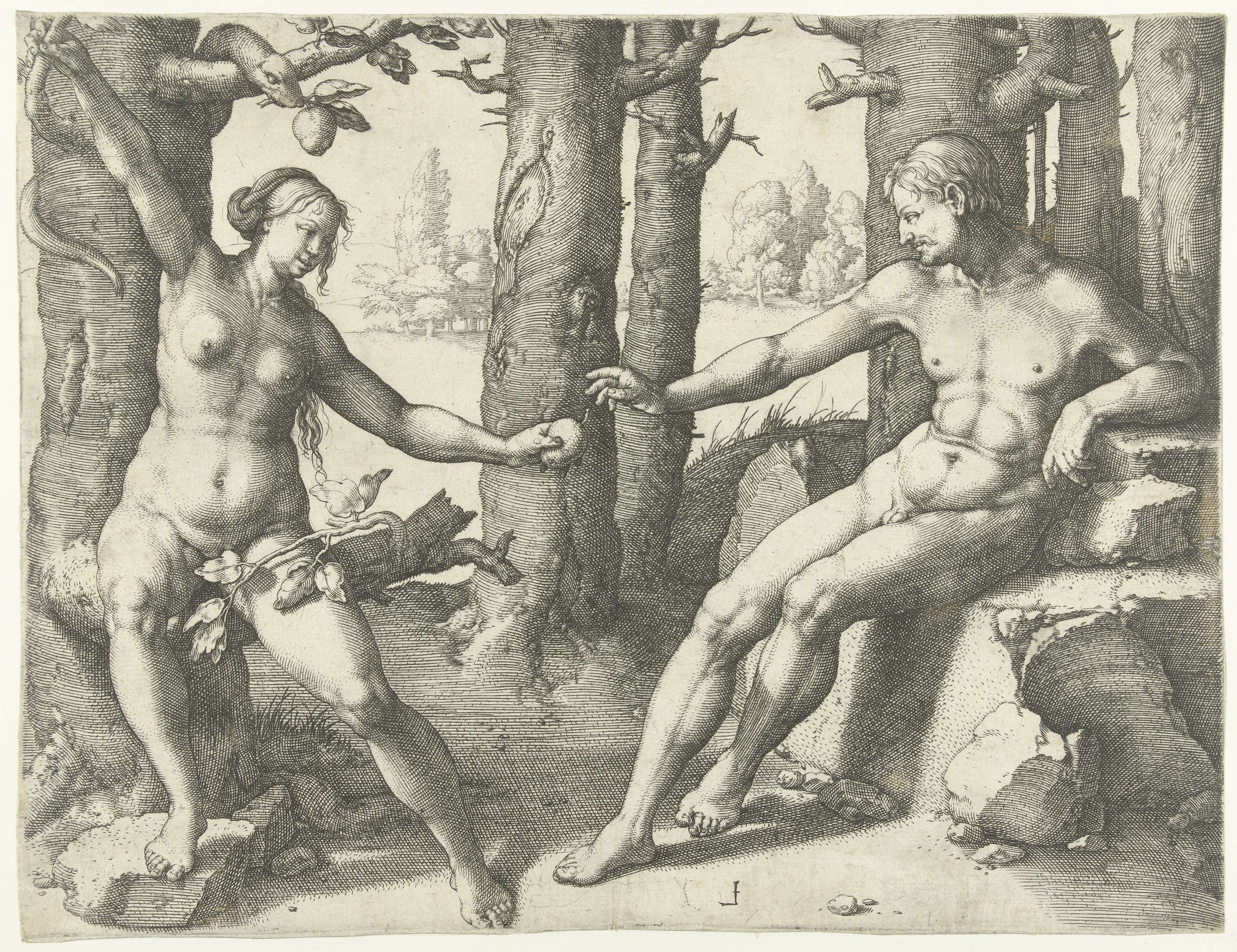 De zondeval, by Lucas van Leyden, public domain