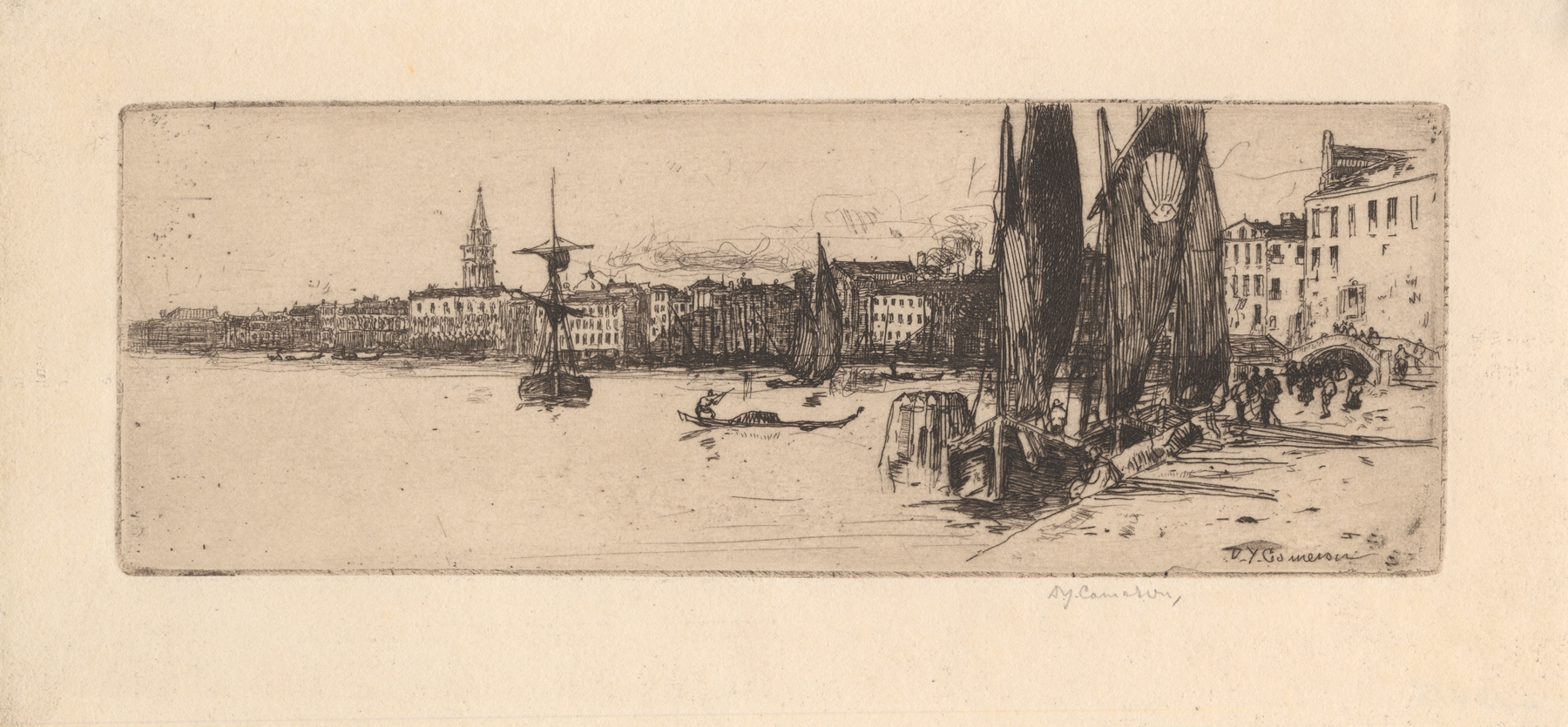Sketch of Venice by David Young Cameron, watercolor on paper, depicting canals and architecture.