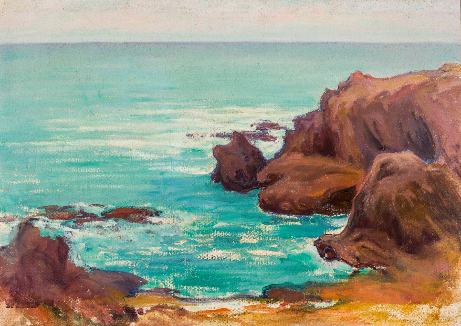 Sea with White Waves by Władysław Ślewiński, oil painting depicting vibrant ocean waves