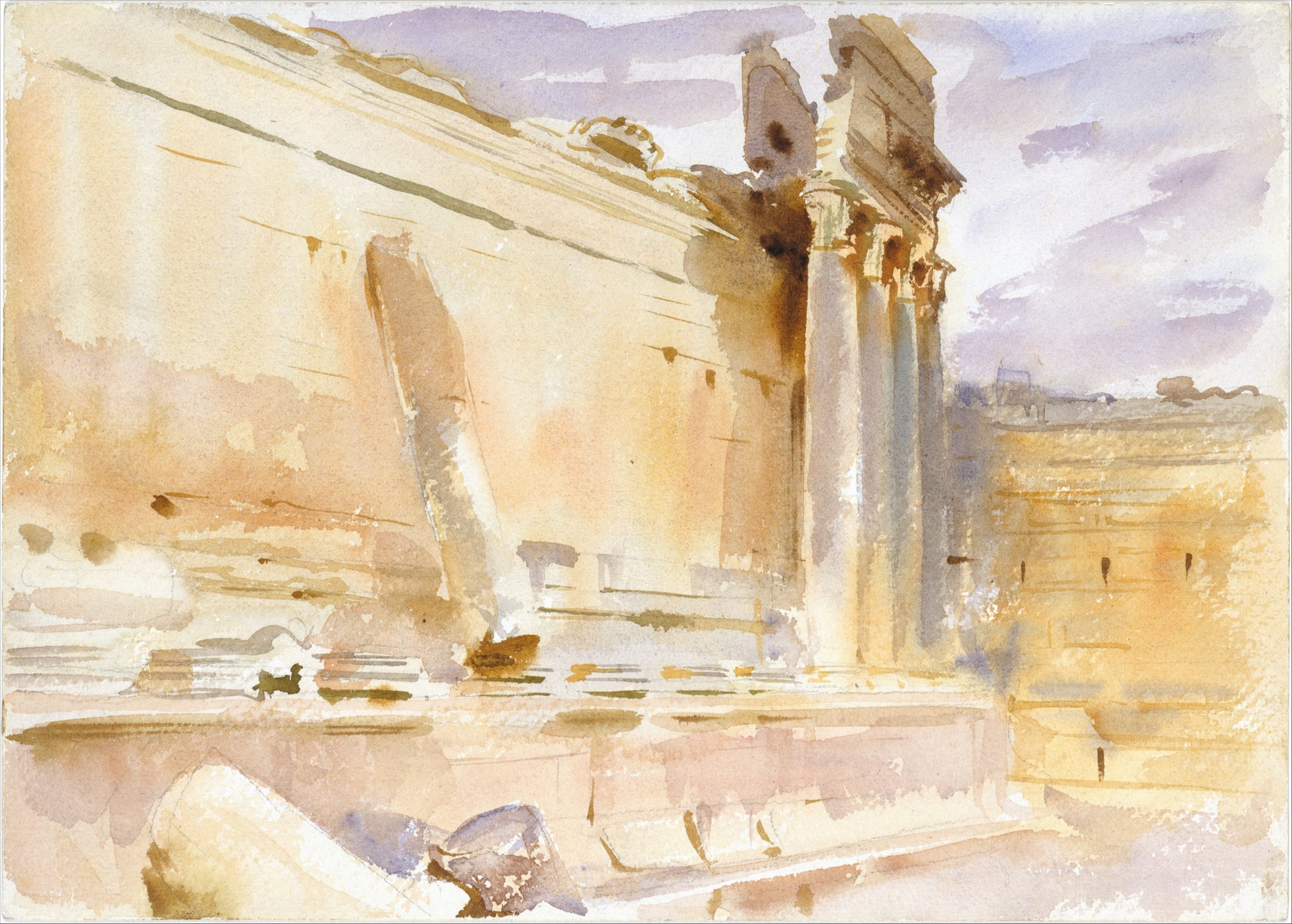 Temple of Bacchus, Baalbek, by John Singer Sargent, public domain