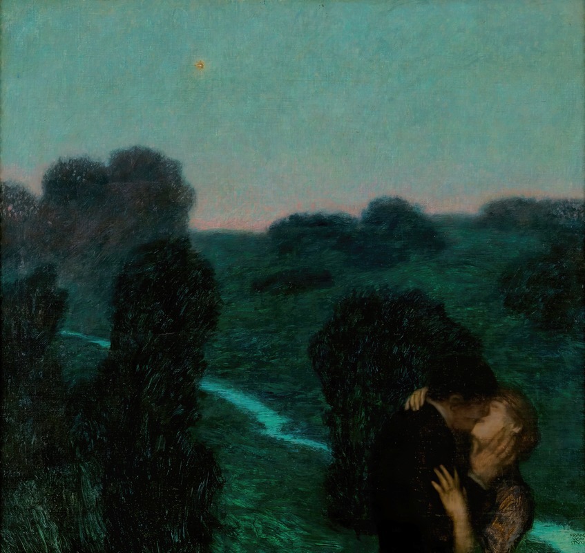 Franz von Stuck's 'The Evening Star' depicts a mystical figure against a celestial backdrop.