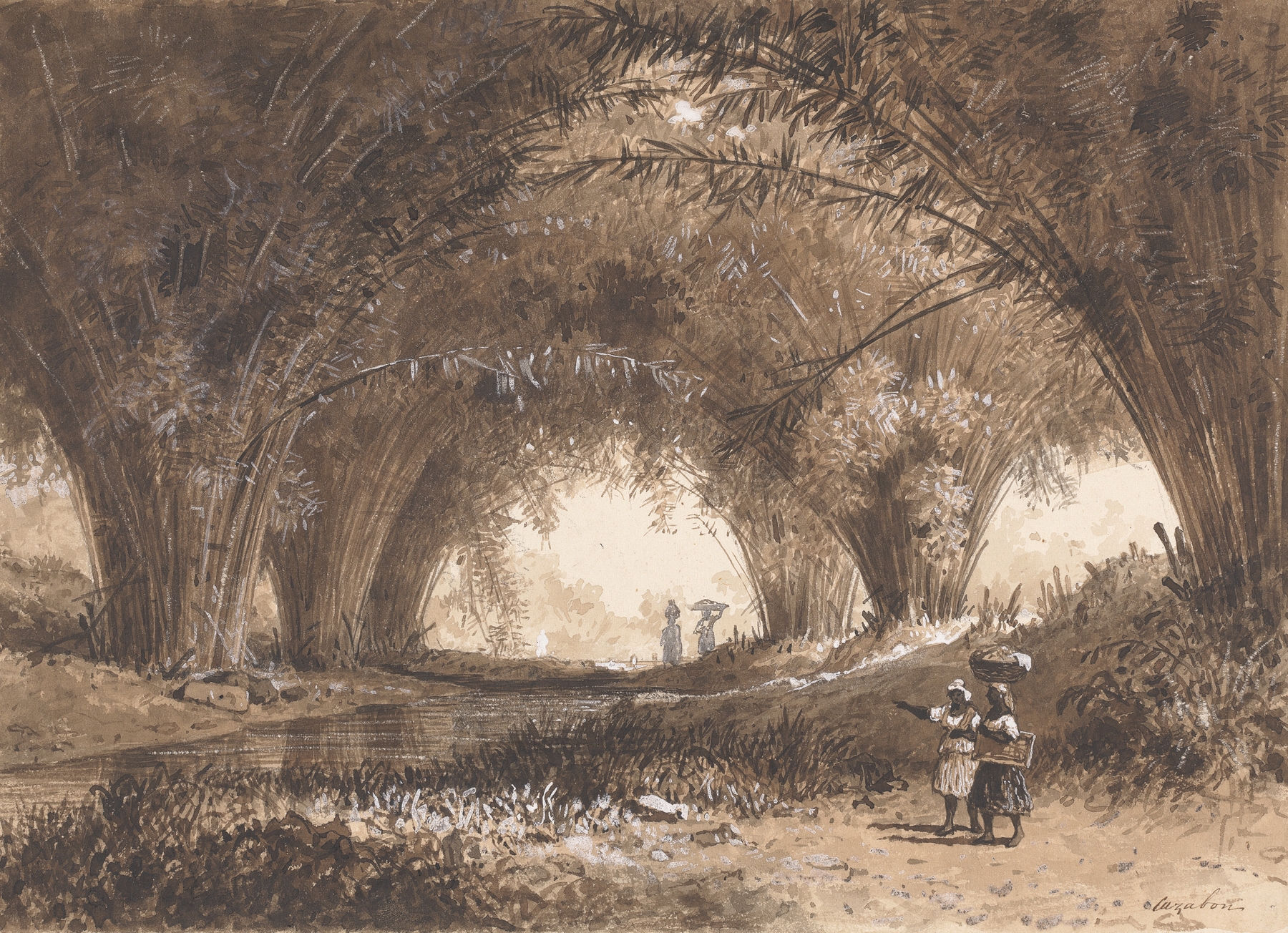 Bamboos St. Ann by Michel Jean Cazabon, oil on canvas depicting bamboo stalks.