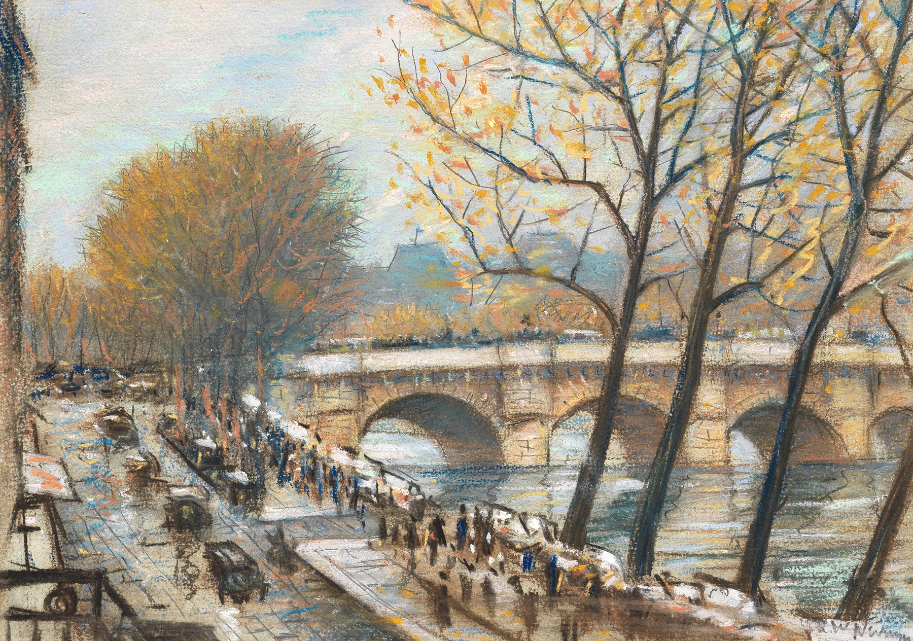 Autumn in Paris, by Christopher R. W. Nevinson, public domain