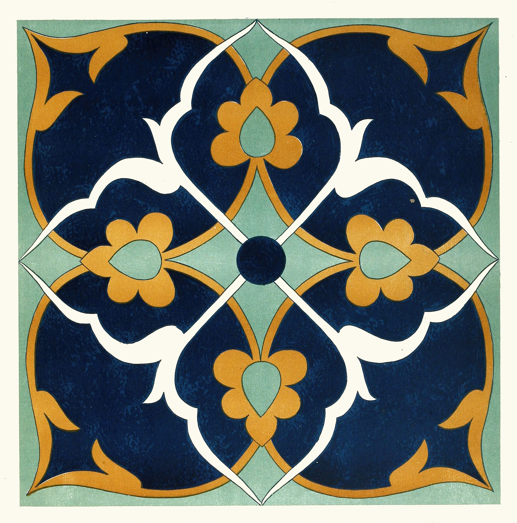 Ceramic ornamental tiles by Afghan Boundary Commission featuring intricate geometric patterns.