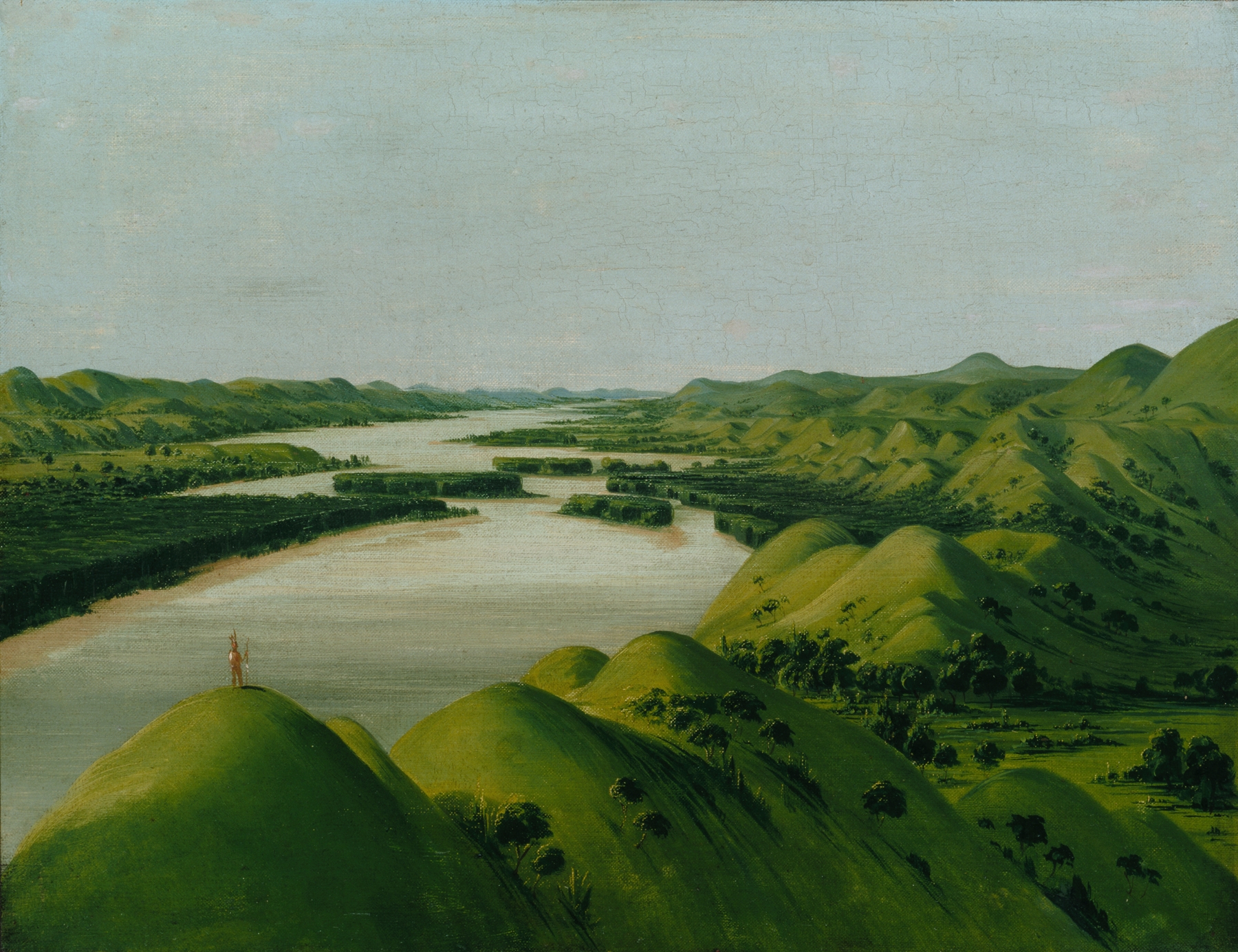 River Bluffs, 1320 Miles Above St. Louis, oil on canvas by George Catlin