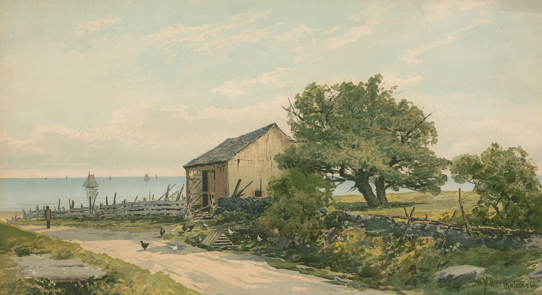Landscape oil painting by William Newton Bartholomew featuring a winding path and distant horizon.