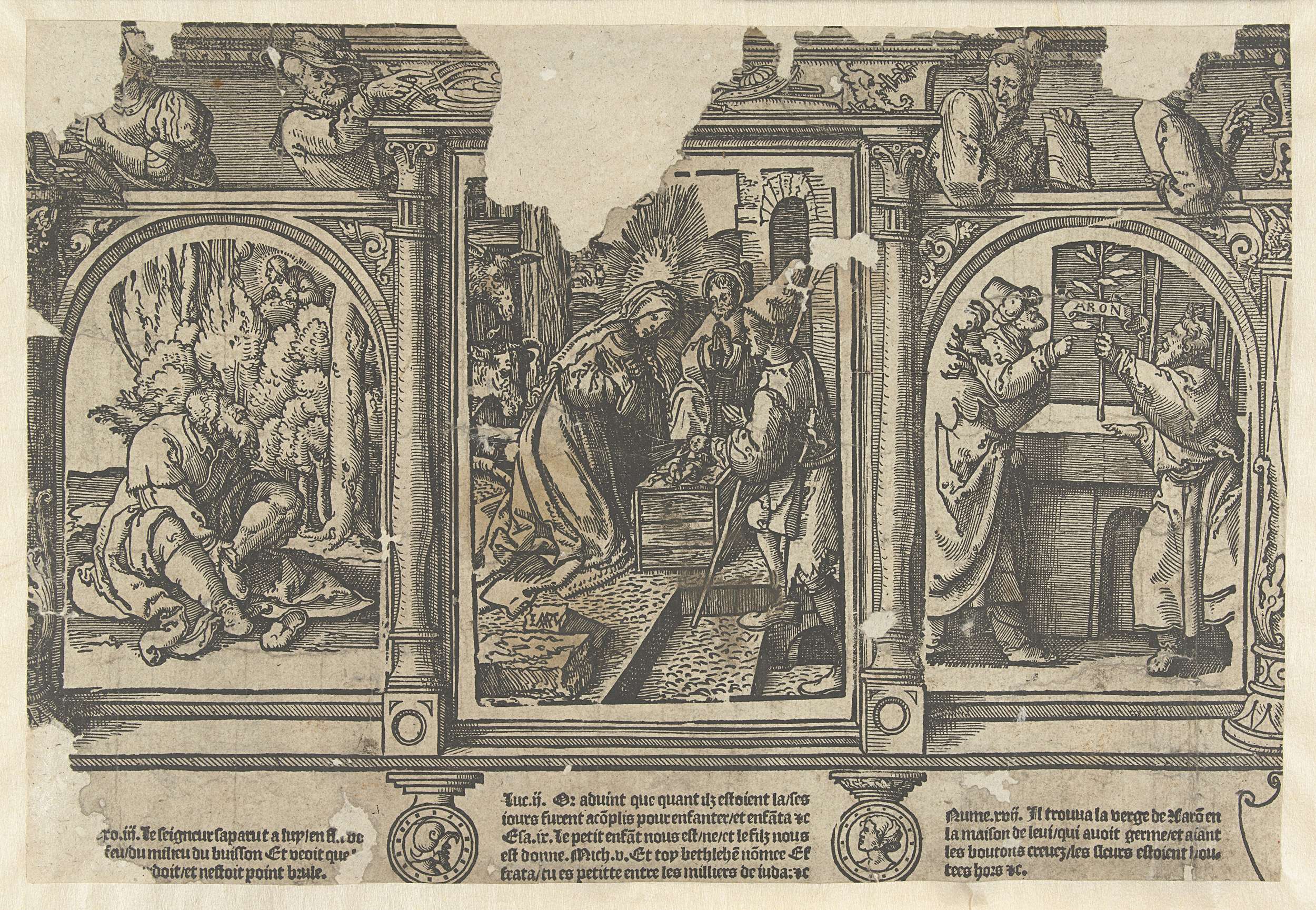 Religious scene with a shepherd and child, paper by Jacob Cornelisz van Oostsanen