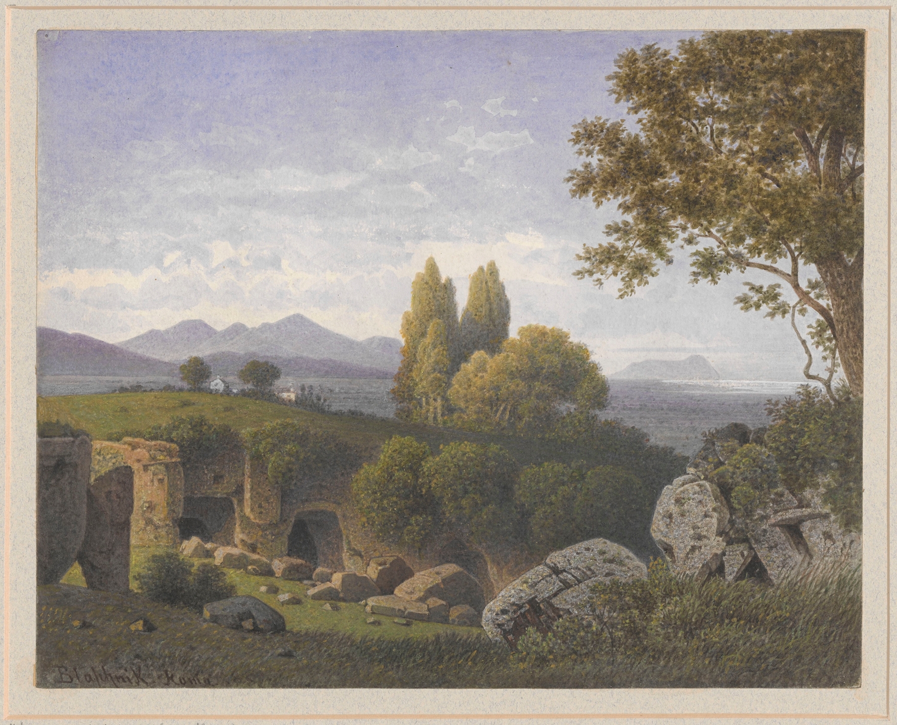 Ancient caves against the Monti Sabini, oil on canvas by Arthur Blaschnik