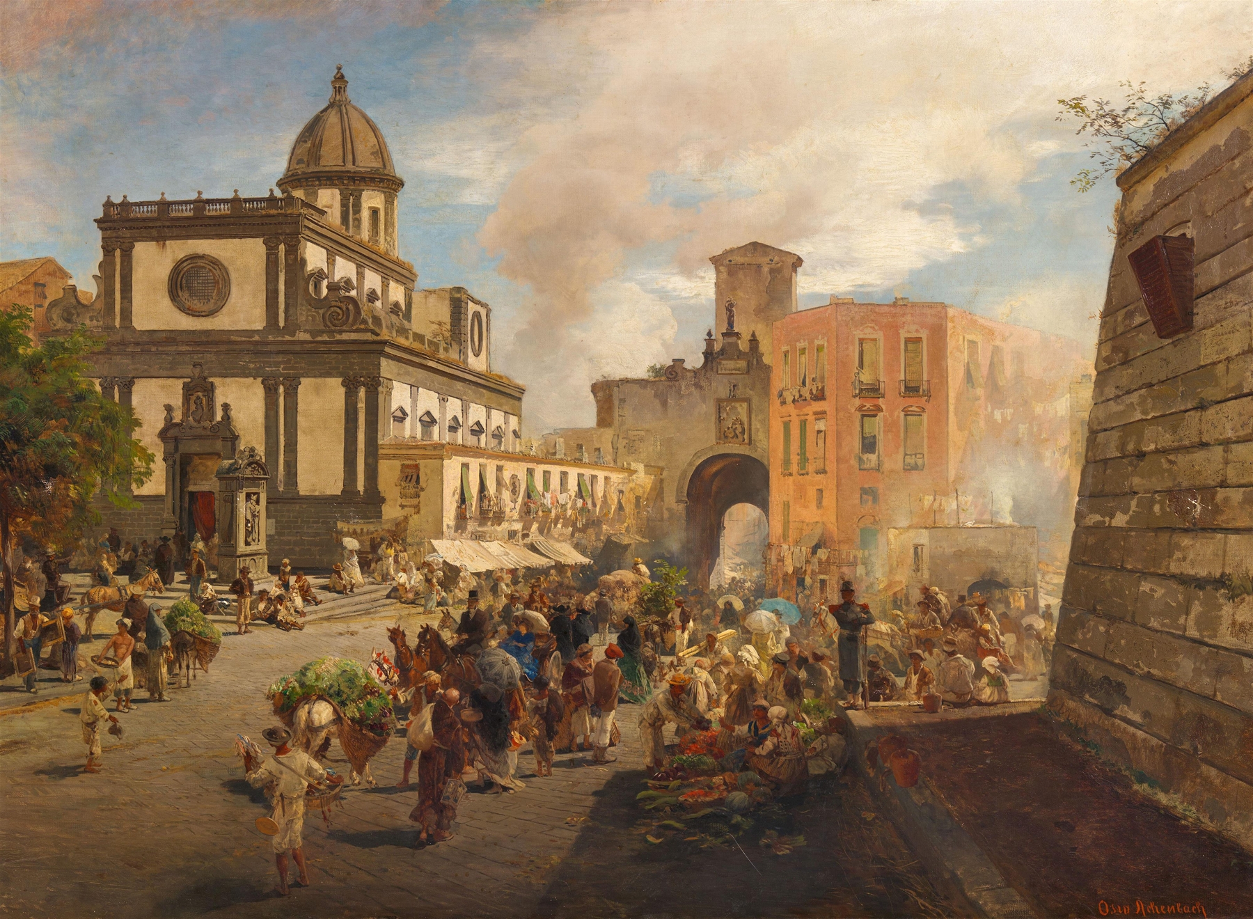 Santa Caterina a Formiello und Porta Capuana in Neapel, by Oswald Achenbach, public domain