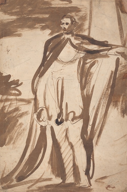 A portrait of Lord Salisbury by George Romney, showcasing detailed features and a classical setting.