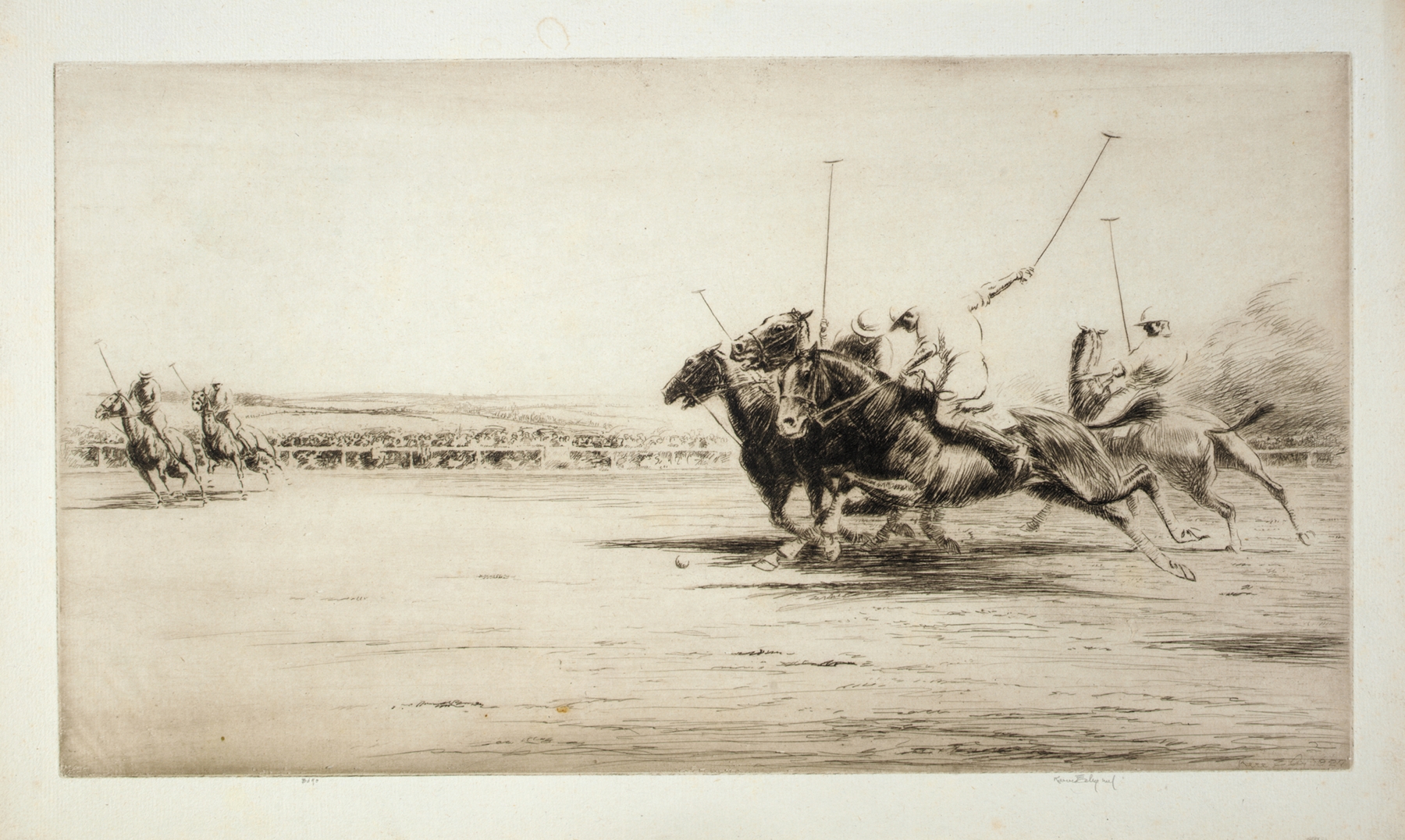 Figurative artwork of a polo match by Kerr Eby, medium unknown