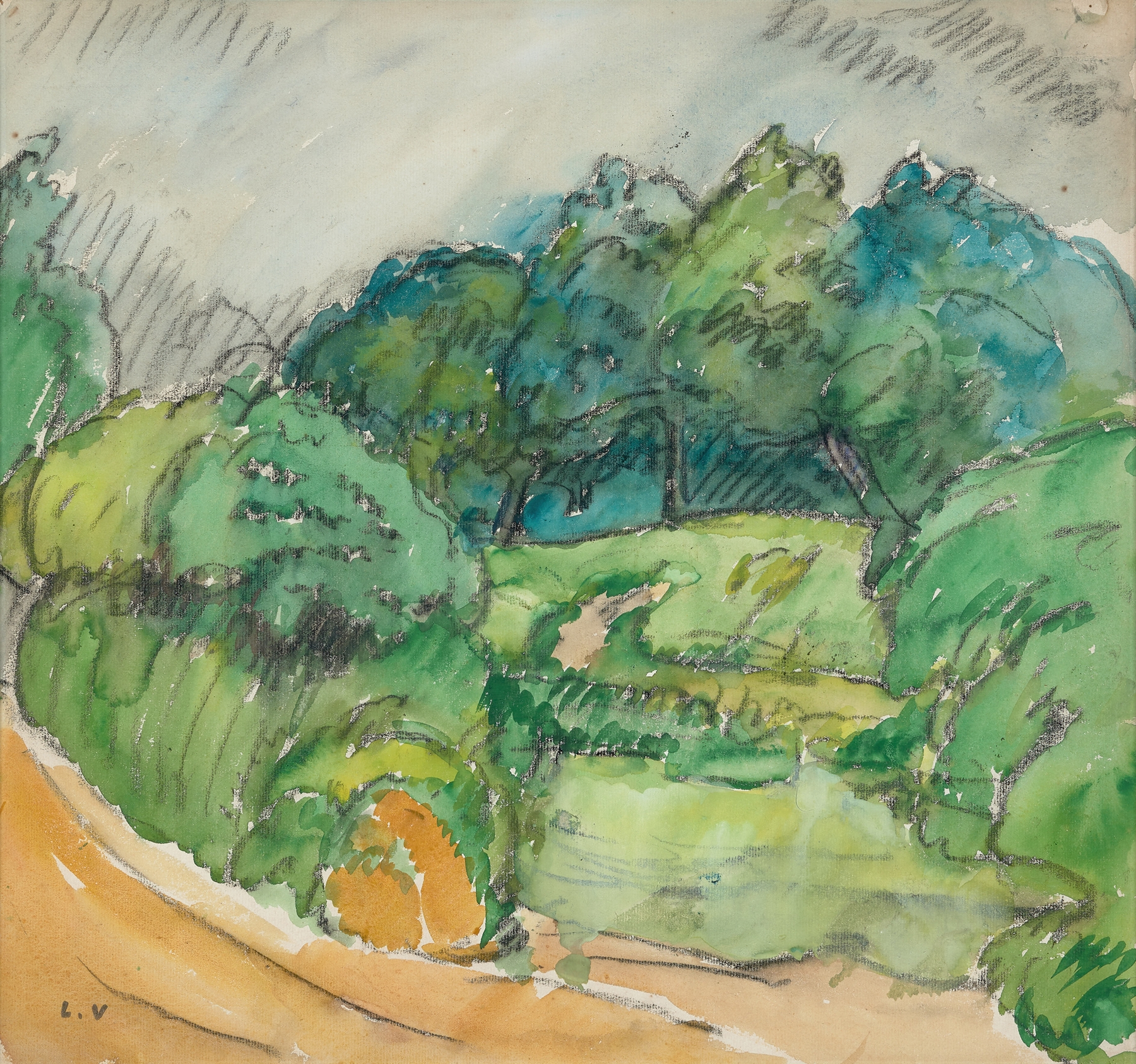 Landscape with sunlight filtering through trees, oil on canvas by Louis Valtat
