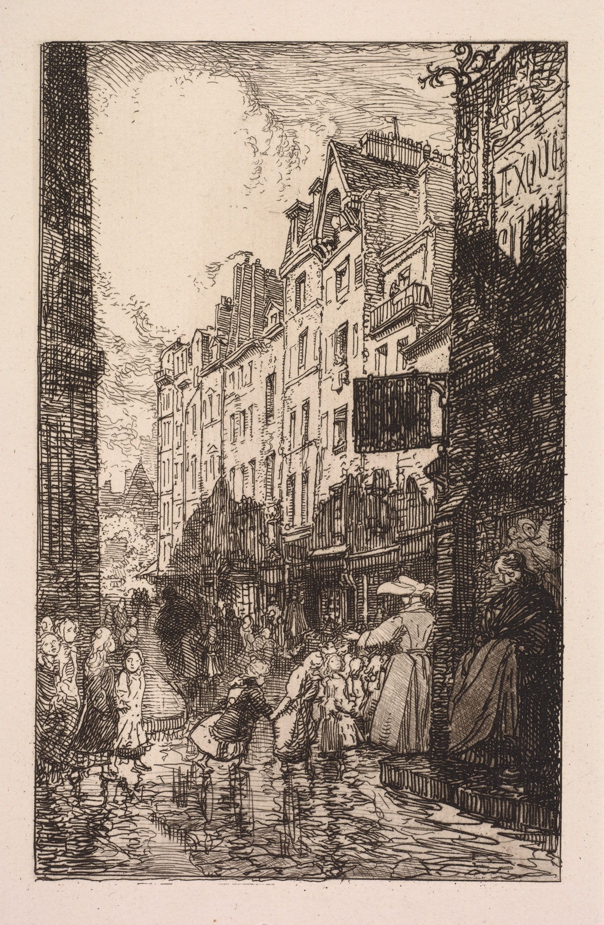 La Rue des Prêtres Saint-Séverin, by Auguste Louis Lepère, public domain