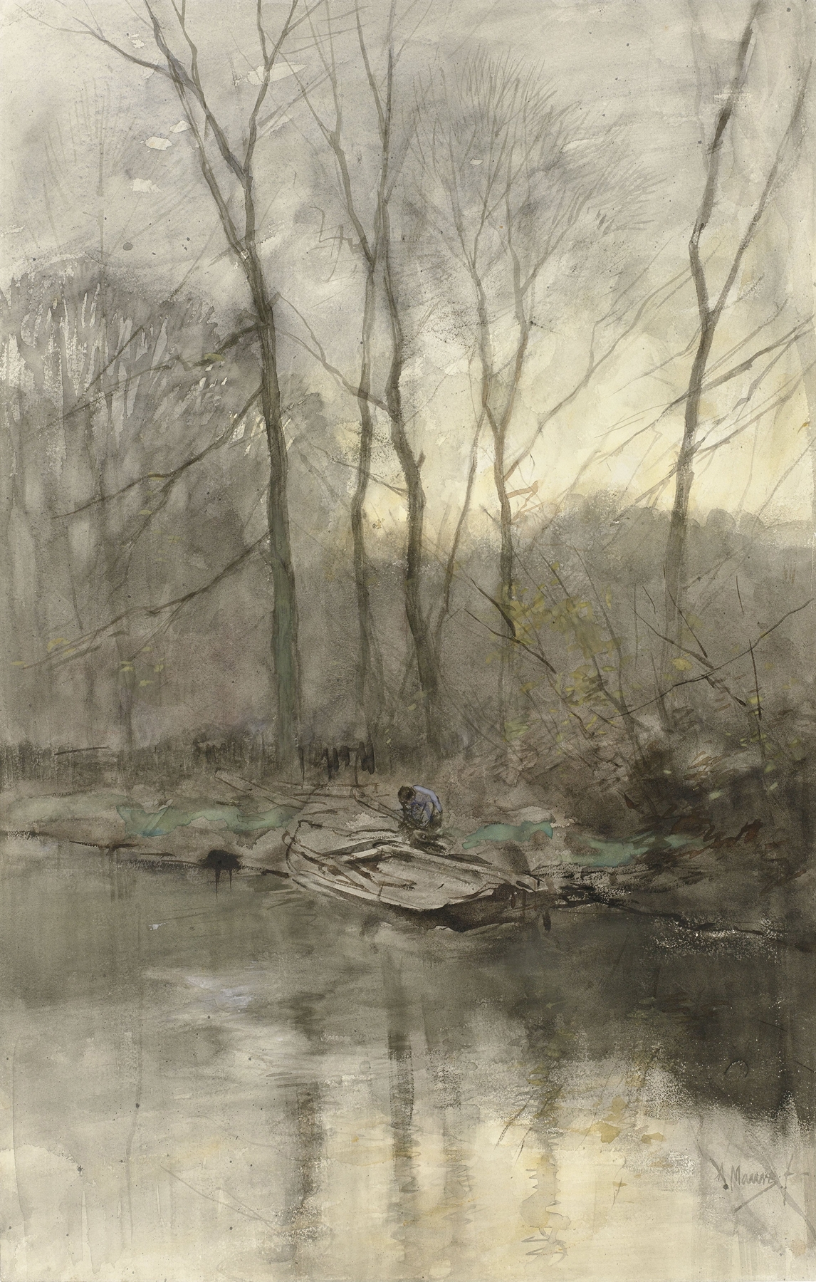 Bosrand aan het water, by Anton Mauve, public domain