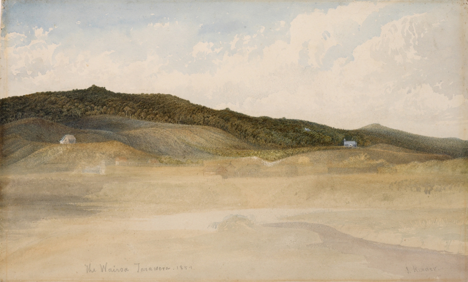 Landscape of the Wairoa River by Reverend John Kinder, oil painting