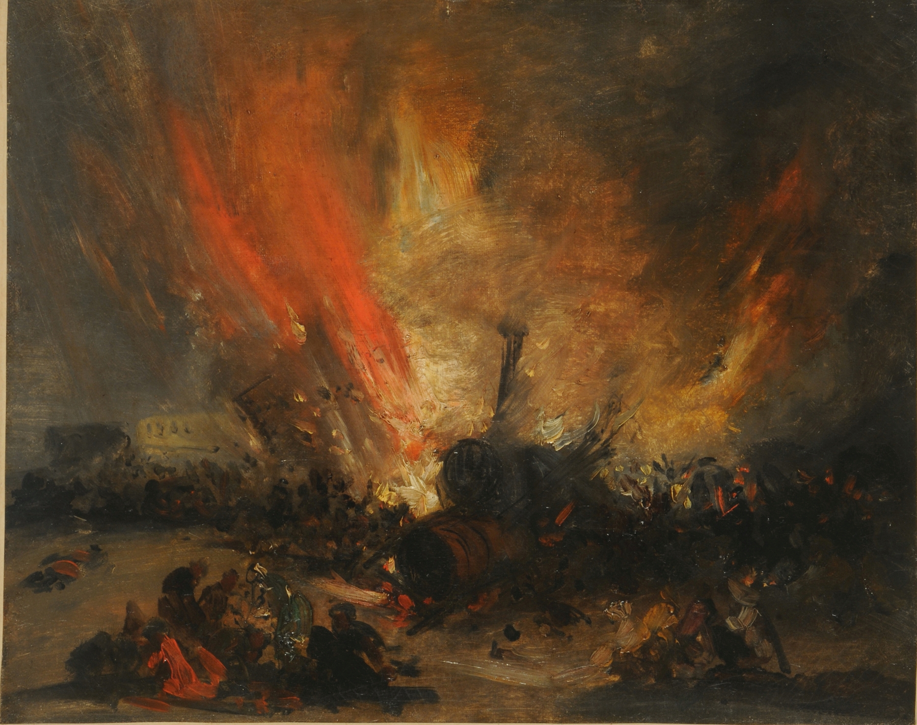 Explosión de una locomotora by Genaro Pérez Villaamil, depicting wreckage in an unknown medium.