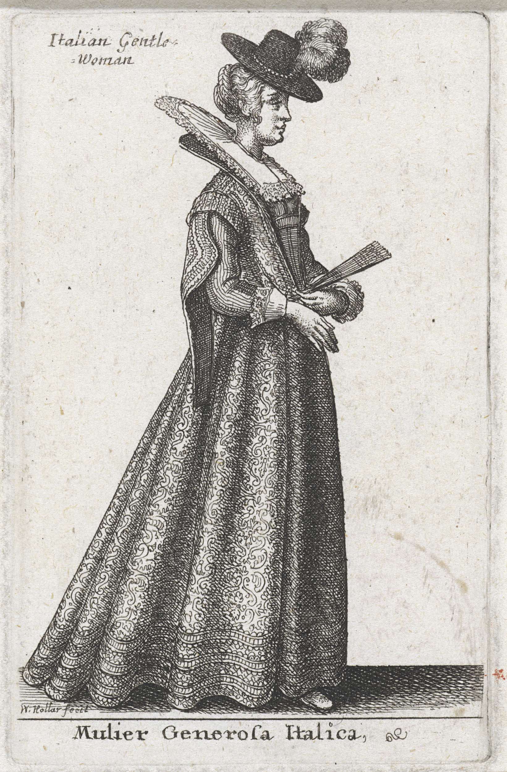 Portrait of a gentle woman, etching by Wenceslaus Hollar