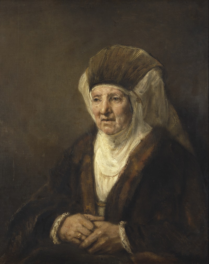 A captivating portrait of an old woman by Rembrandt.