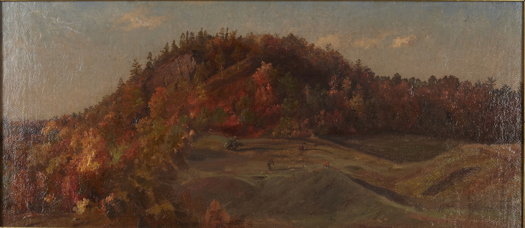 Upland Pasture by Charles Herbert Moore, oil on canvas depicting a lush green pasture under a blue sky.