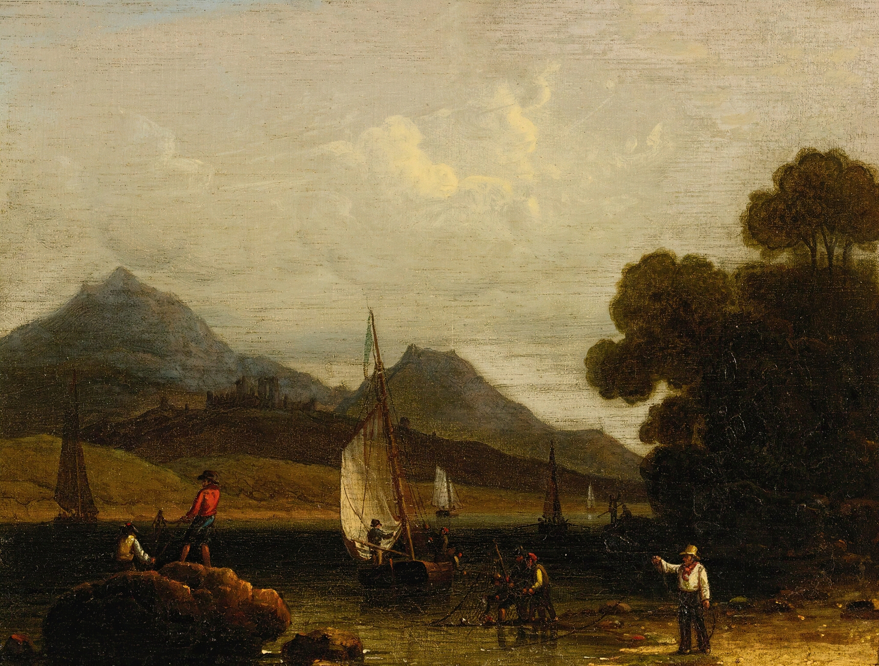 Fishermen At Work, by Robert Salmon, public domain