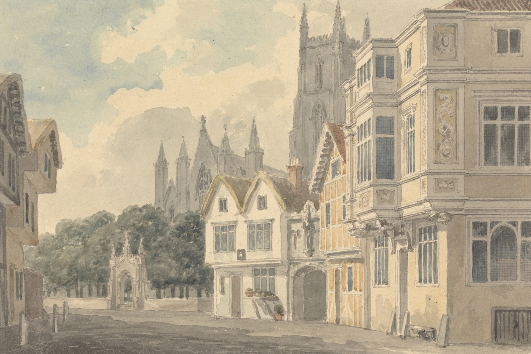 View in Oxford, by Michael Angelo Rooker, public domain