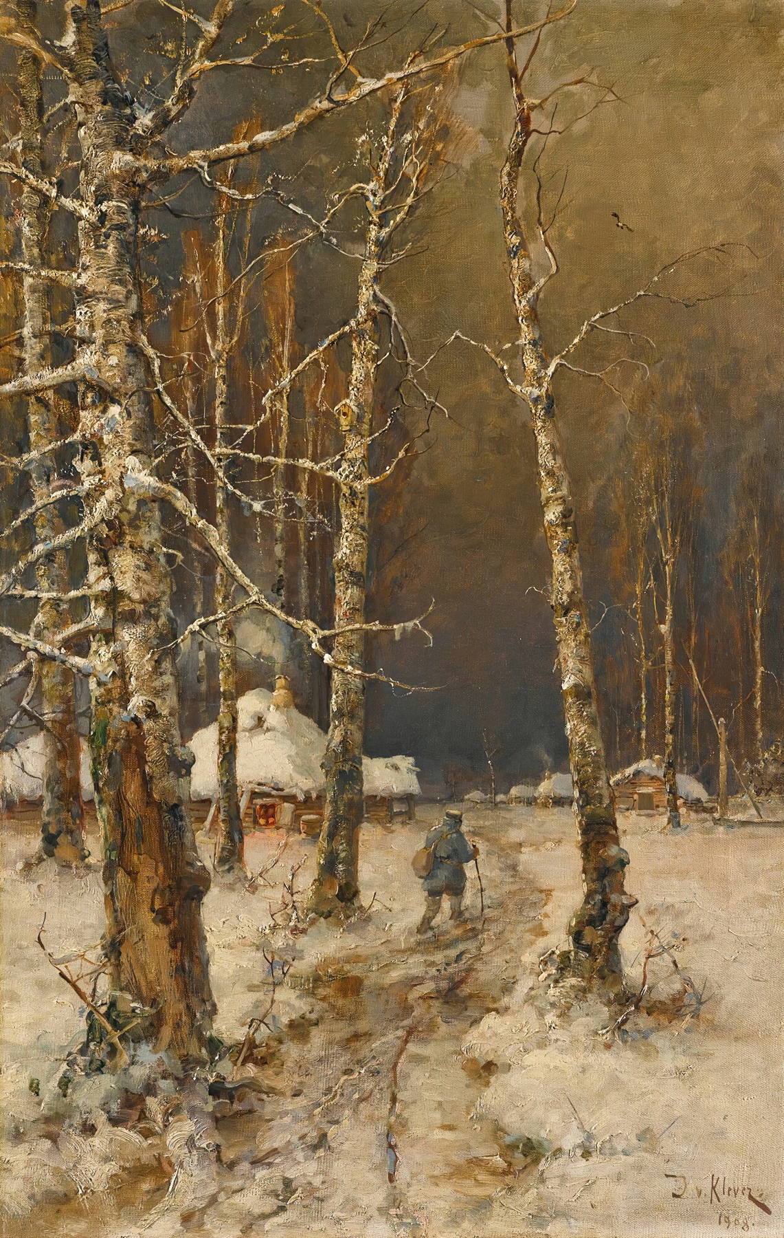 Traveller In The Snow, by Julius Sergius Klever, public domain