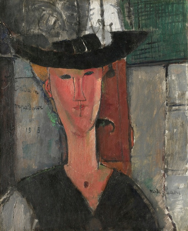 Portrait of a woman with an elongated neck, oil on canvas by Amedeo Modigliani