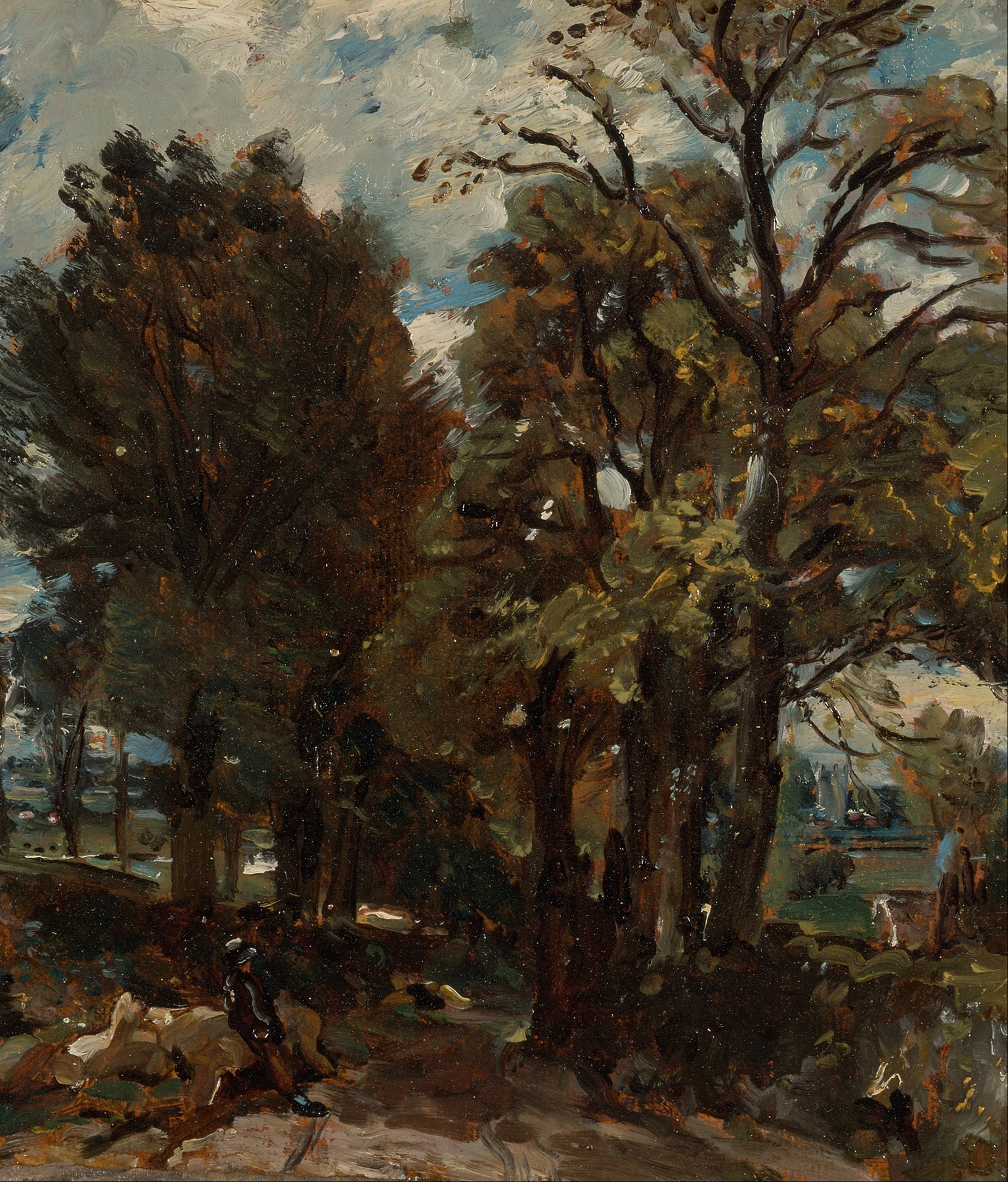 Fen Lane, East Bergholt by John Constable, oil on canvas depicting a serene countryside landscape.