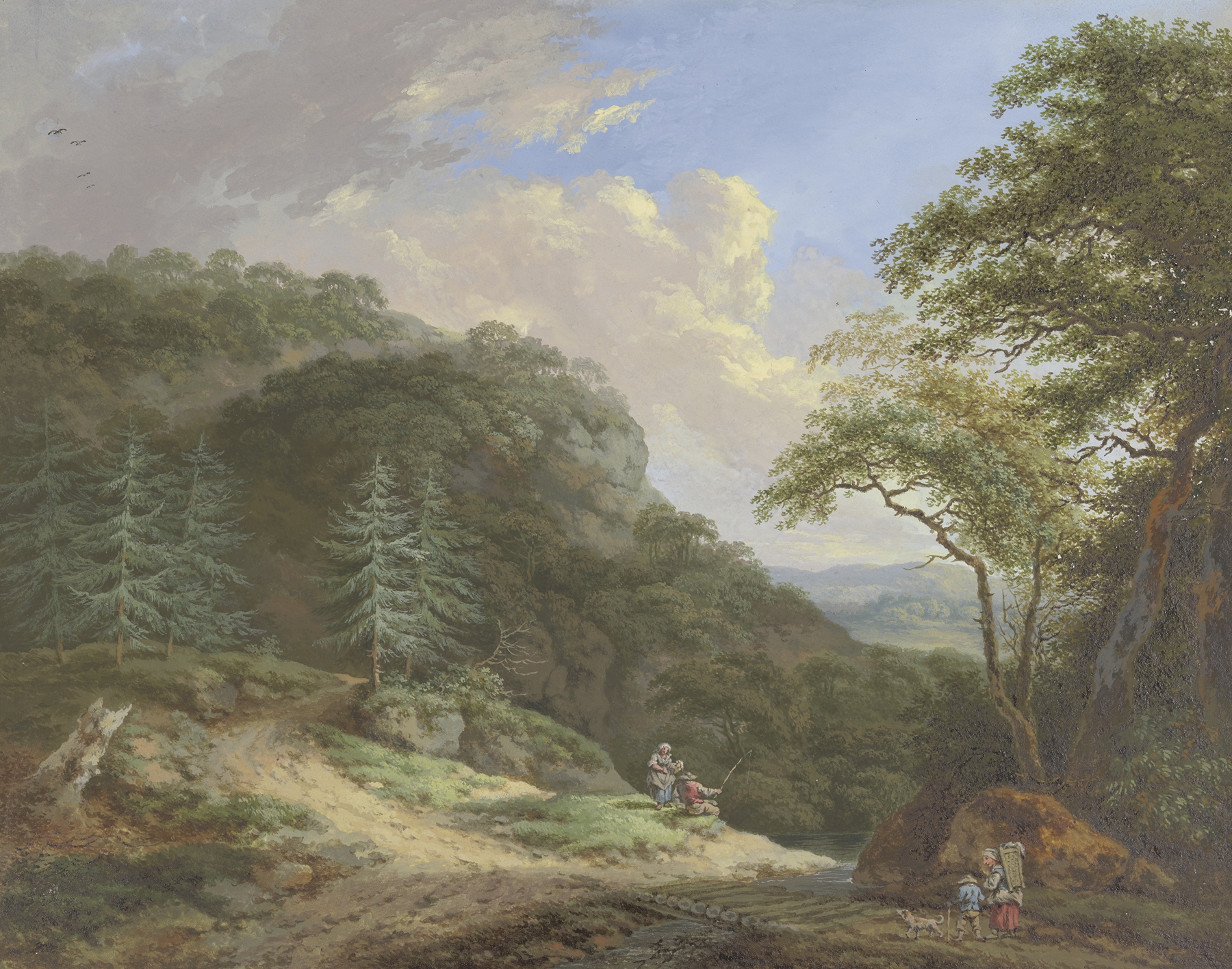 Mountainscape by Johann Albrecht Friedrich Rauscher, oil painting depicting mountains and sky.