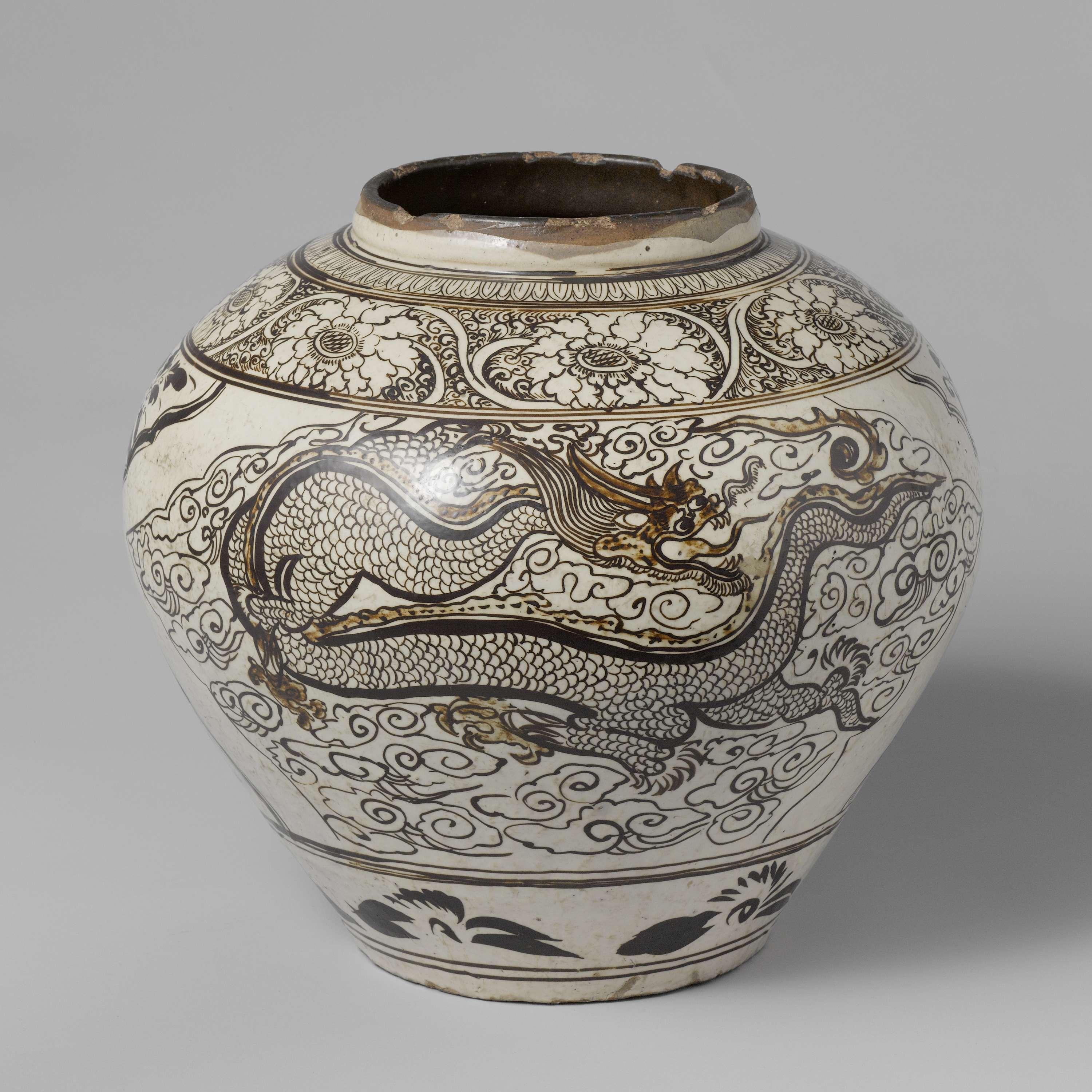 Ceramic jar with dragon and phoenix designs, unknown artist
